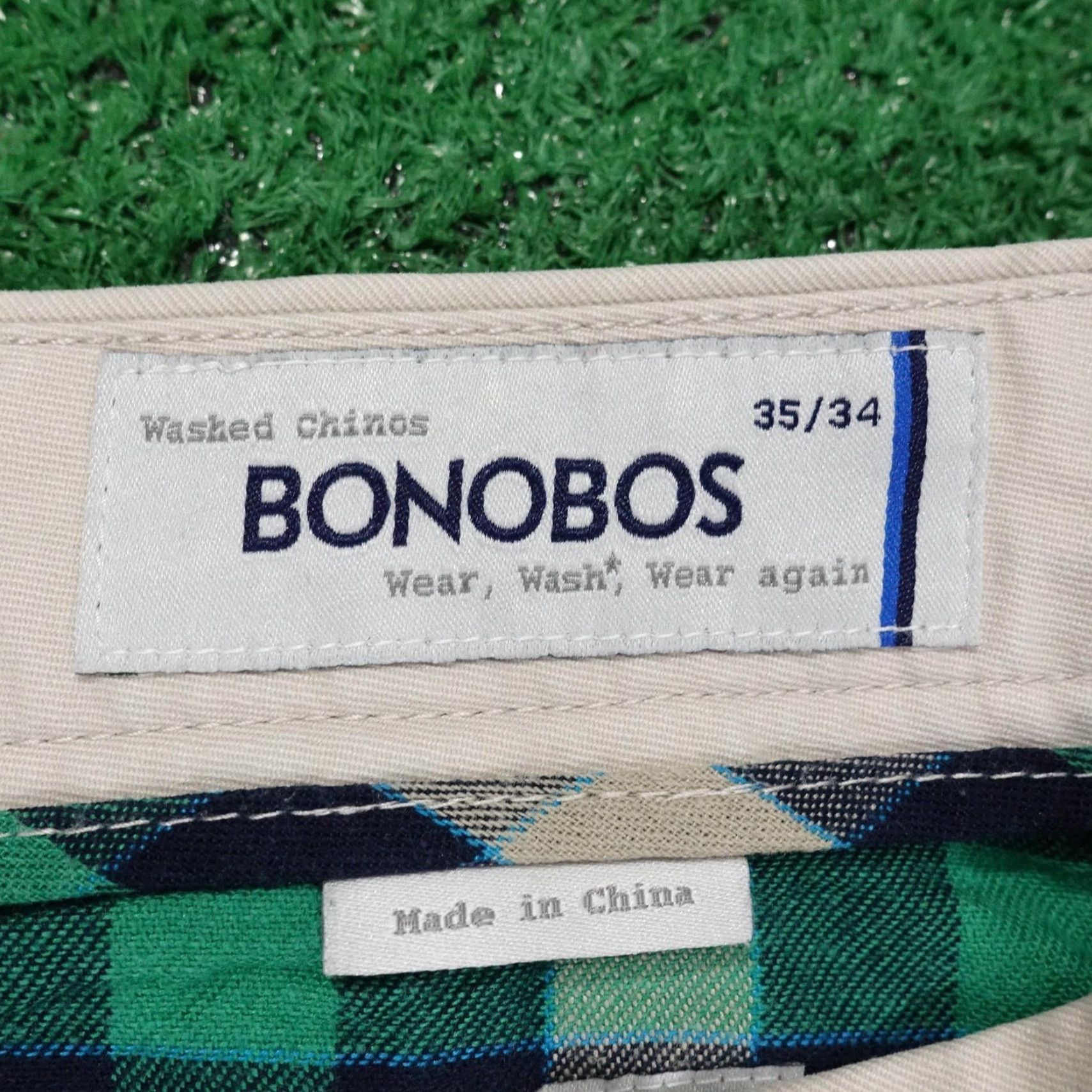 Bonobos BONOBOS Washed Chinos Pants 36x30 Beige Slim Straight Flat Front Mens Size US 36 / EU 52 - 6 Thumbnail
