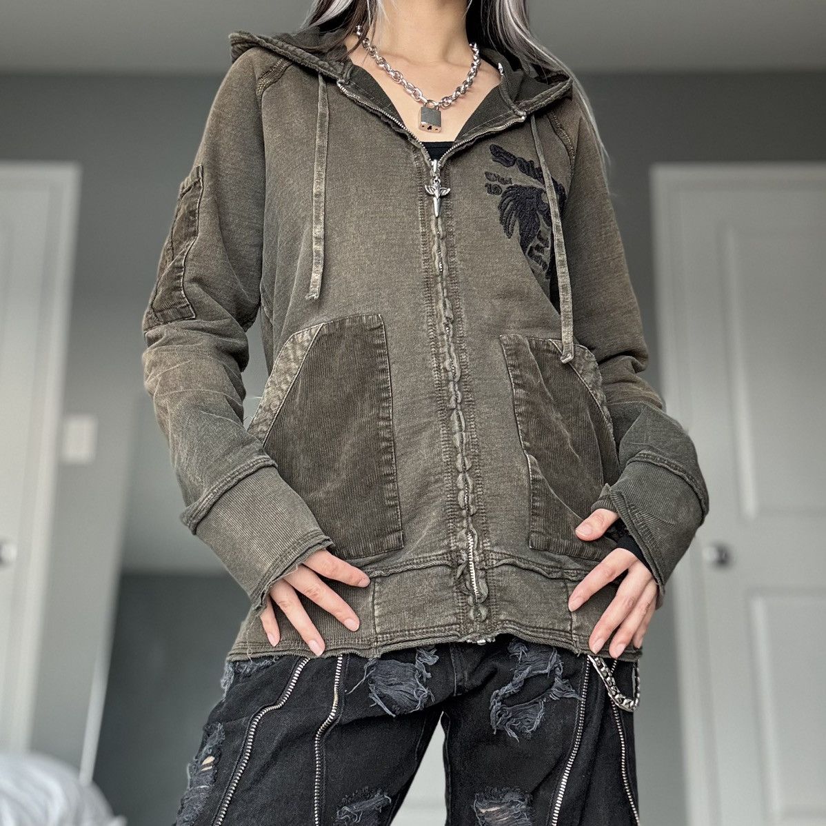 Salvage Y2K Salvage Vultures Embroidered Zip Up Hoodie Size US L / EU 52-54 / 3 - 11 Thumbnail