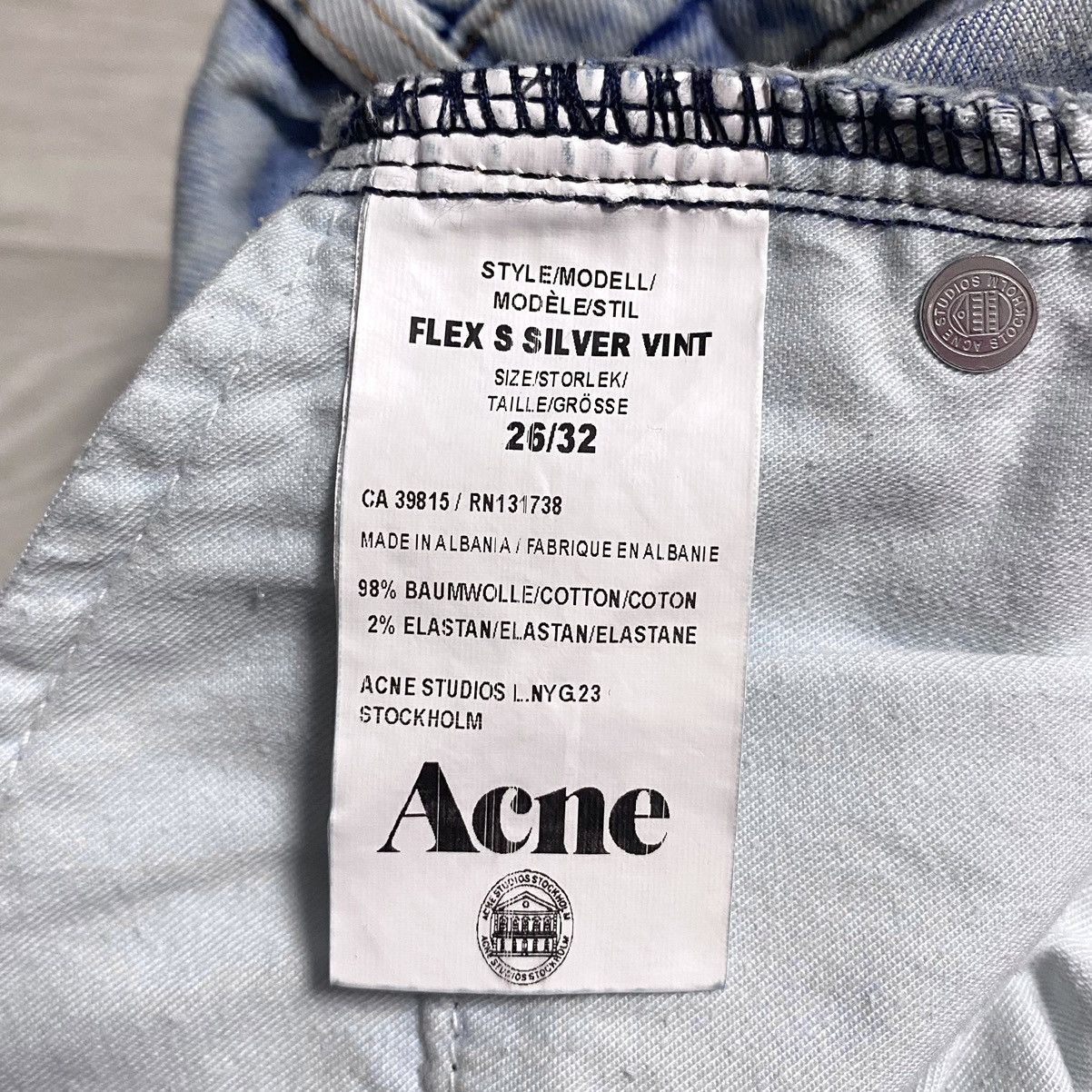 Acne Studios Women’s Acne Studios Flex S Silver Vint Bleached Denim Jeans Size 26" / US 2 / IT 38 - 18 Thumbnail