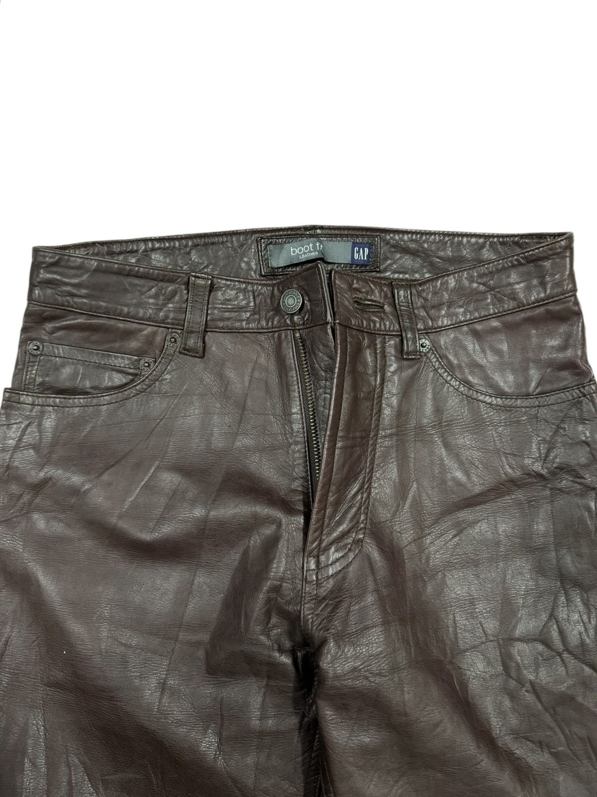 Gap × Vintage Vtg🔥Y2k 2000 Gap Bikers Boot Fit Leather Pants Size US 28 / EU 44 - 7 Thumbnail