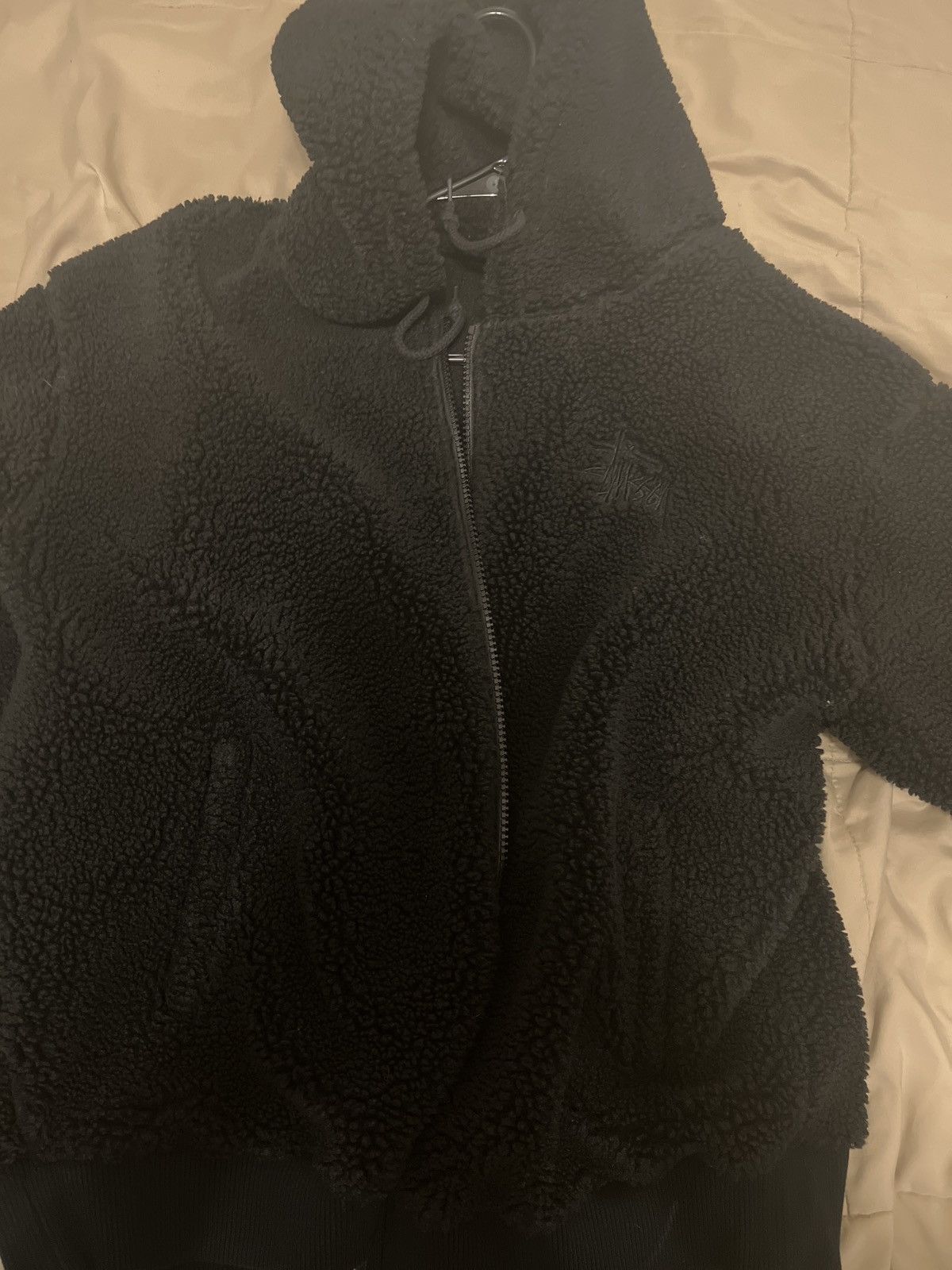 image of Stussy Sherpa Hoodie in Black, Men's (Size XL)