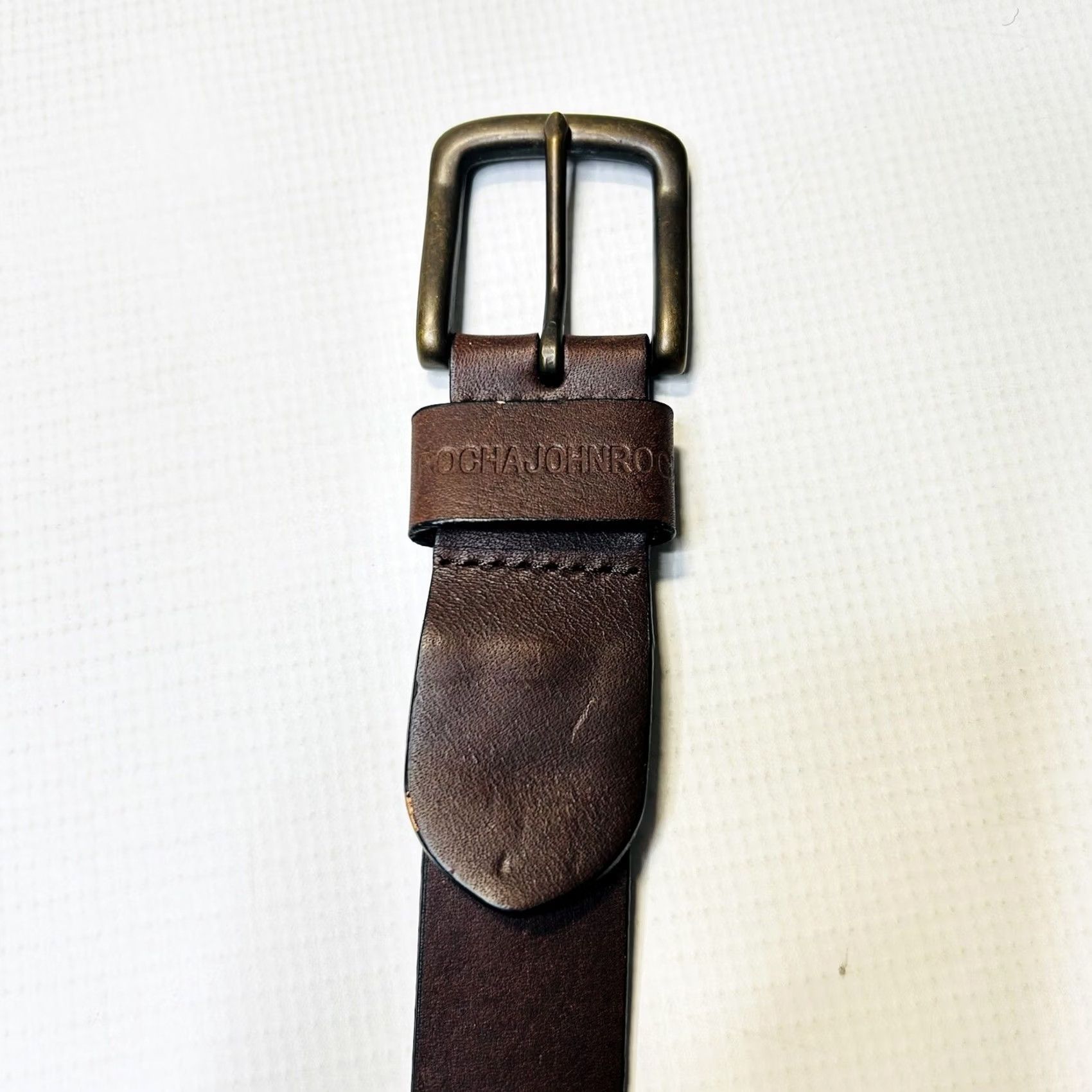 Vintage VINTAGE Rocha John Rocha Brown Belt Leather Jeans Trouser Workwear One Size 47" Long Size US 35 - 2 Thumbnail