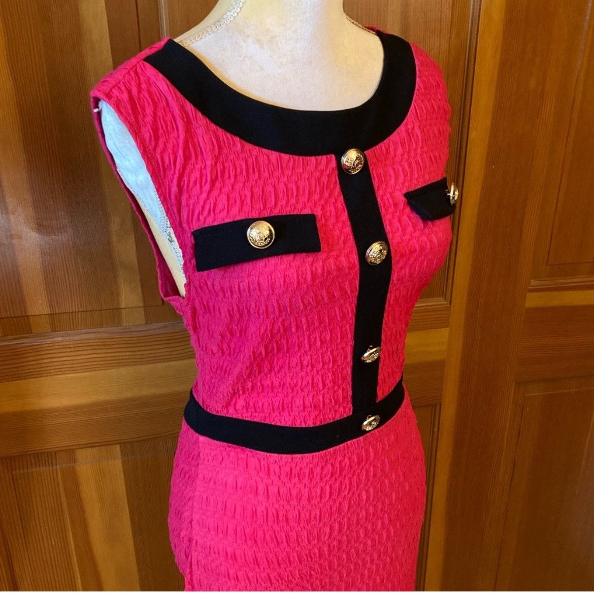 Designer × Other NWT, Lavishly Paris Women’s Hot Pink Button Decor Dress Size M / US 6-8 / IT 42-44 - 5 Thumbnail