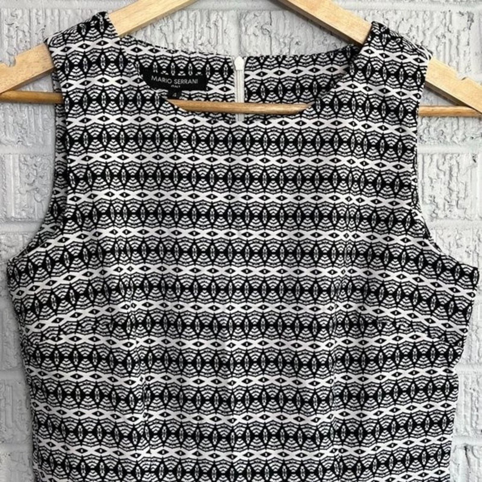 Other Mario Serrani NWT Women's Dress Sz 4 Black White Knee Length Size S / US 4 / IT 40 - 6 Thumbnail