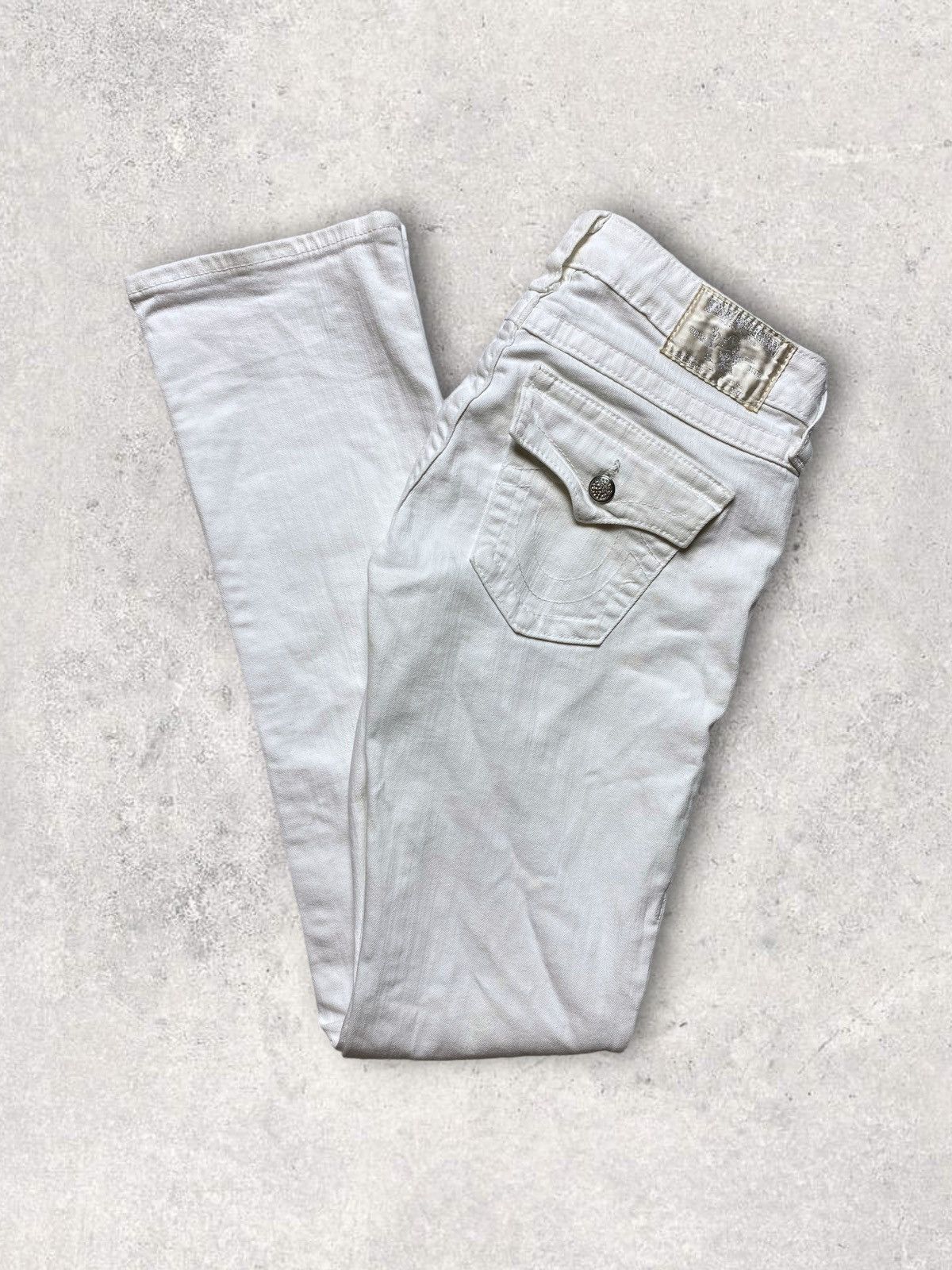 True Religion True Religion BILLY silver crystal buttons white denim jeans Size 26" / US 2 / IT 38 - 1 Thumbnail