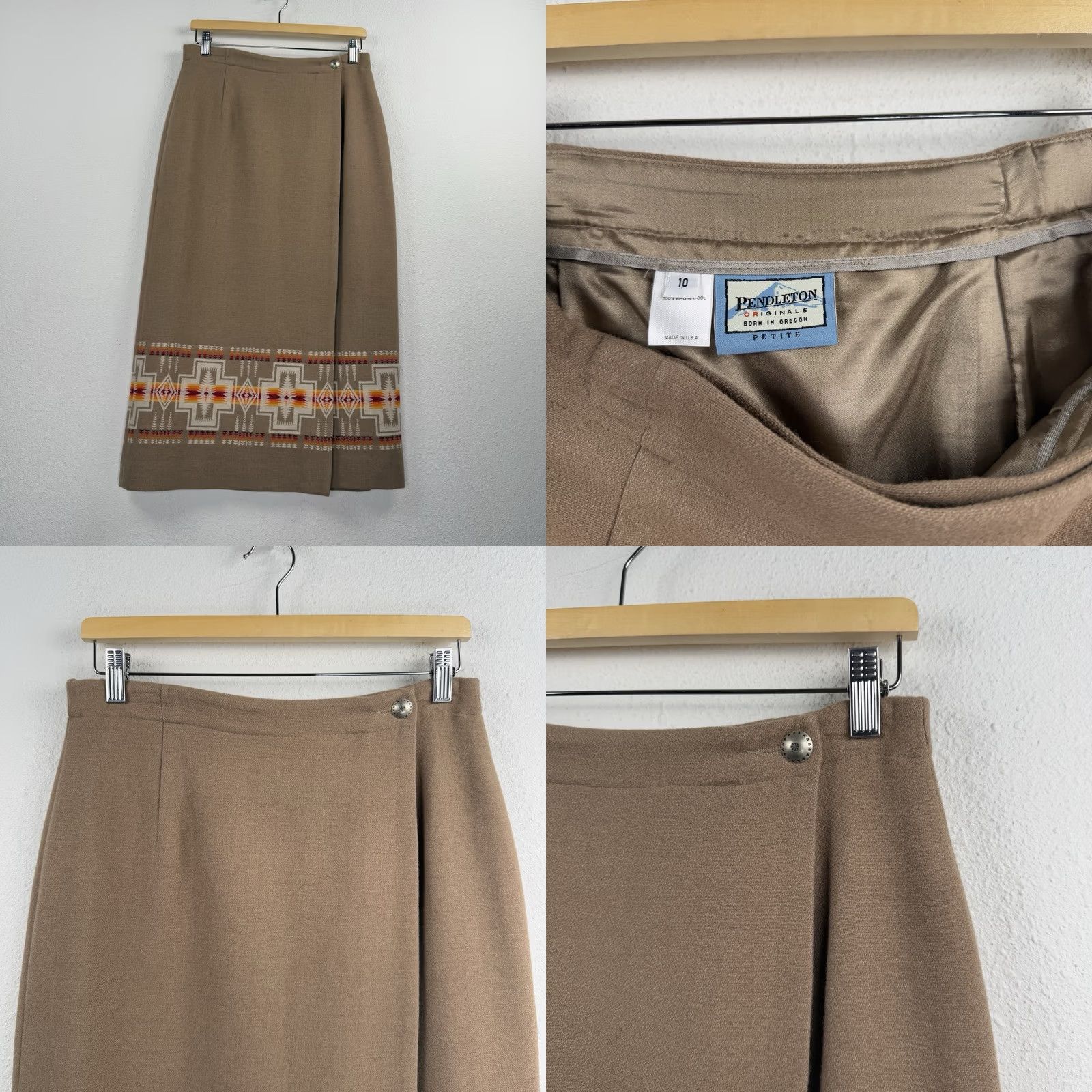 Pendleton VINTAGE Pendleton Womens Set Skirt & Vest Wool Petites 10P Brown Geometric Southwestern Tribal Button Lined Fall Winter Mens Womens? Size 32" / US 10 / IT 46 - 9 Thumbnail