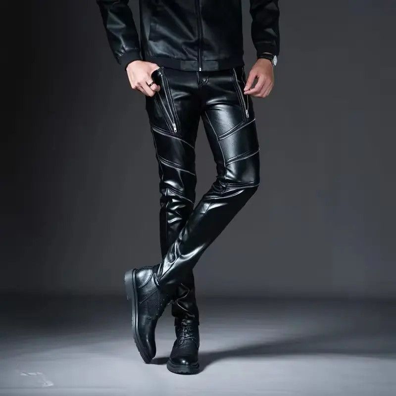 Japanese Brand × Vintage Motorcycle Biker Punk Gothic Faux Leather Pants Size US 32 / EU 48 - 2 Thumbnail