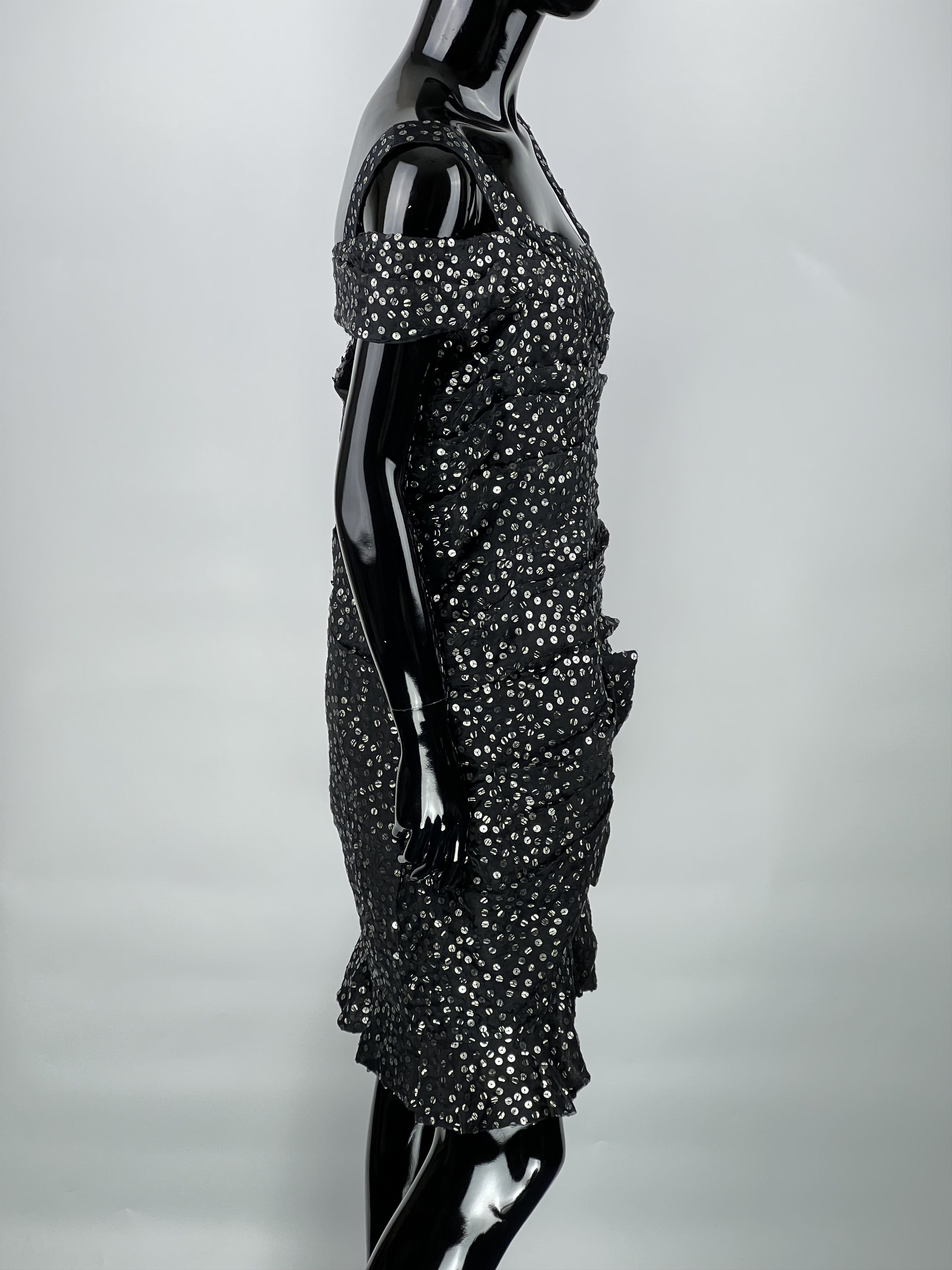 Isabel Marant Isabel Marant Asymmetrical Dress Black Sequined Silk Organza Size XL / US 12-14 / IT 48-50 - 3 Thumbnail
