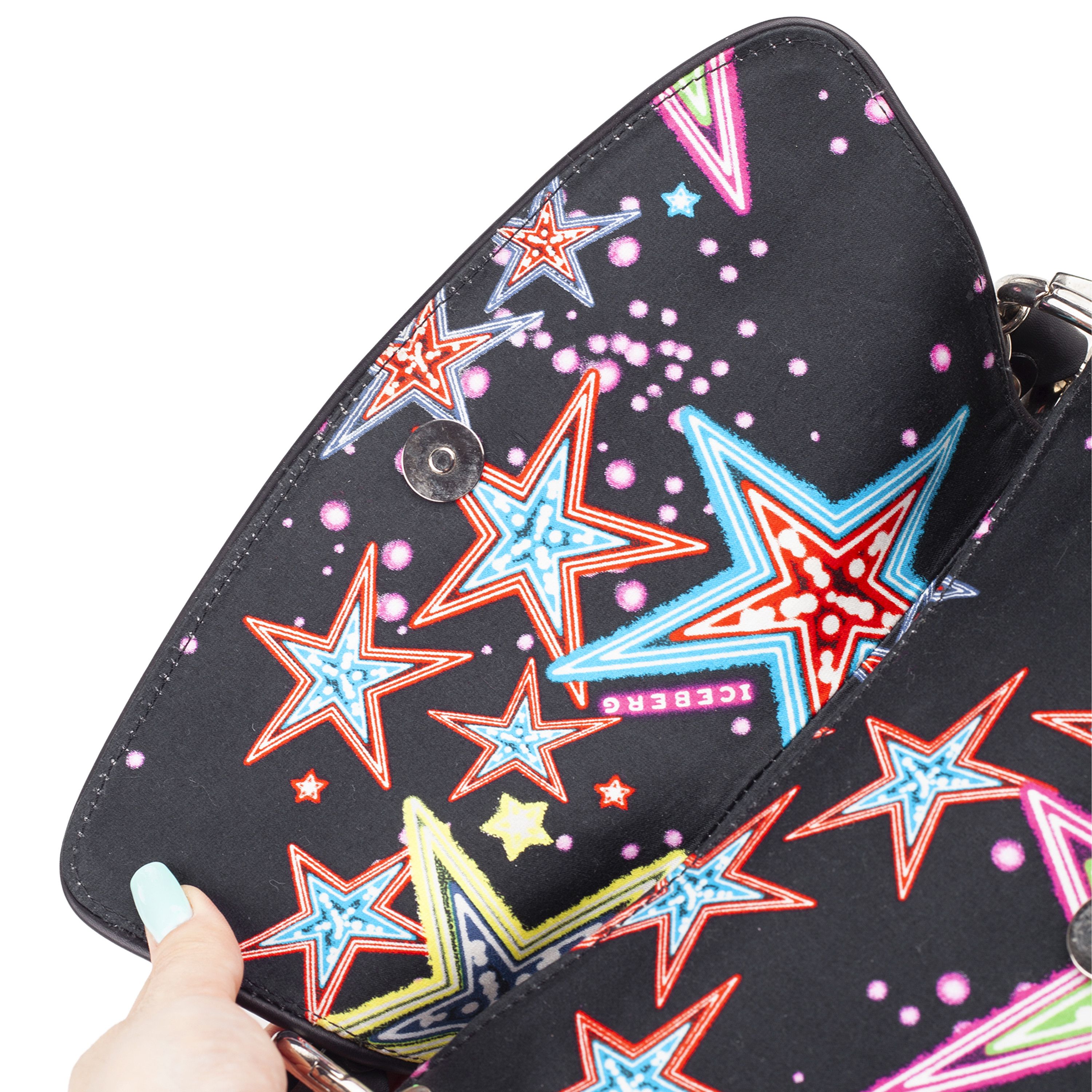 Iceberg Iceberg Stars Print Vintage Black Shoulder Bag Size ONE SIZE - 6 Thumbnail