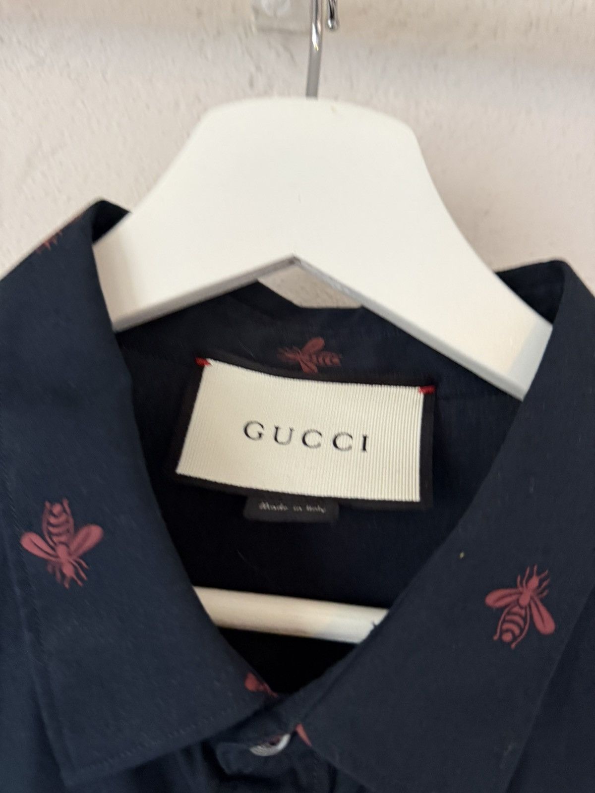 Gucci Navy Bee & Star Embroidered Shirt – Size 43 Size US L / EU 52-54 / 3 - 8 Thumbnail