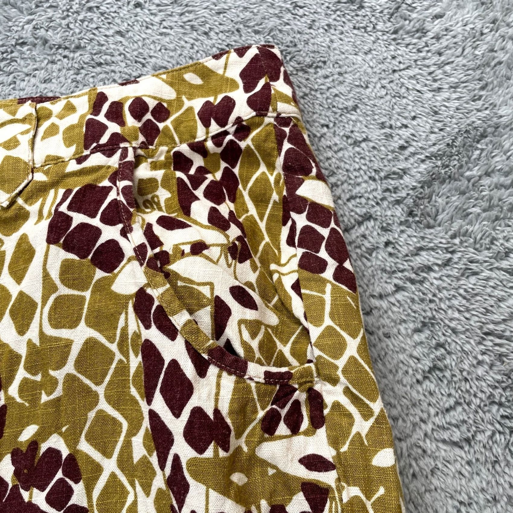 Vintage Modcloth Pants Womens XXXXL Plus Green Capri Giraffe Print Cotton Linen Wide Leg Size 34" / US 12 / IT 48 - 6 Thumbnail