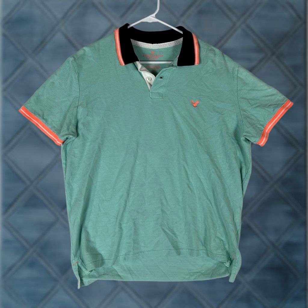 American Eagle Outfitters American Eagle Polo Shirt Men L 100% Cotton Green Teal Classic Embroidered Logo Crowned by AEO Size US L / EU 52-54 / 3 - 1 Thumbnail