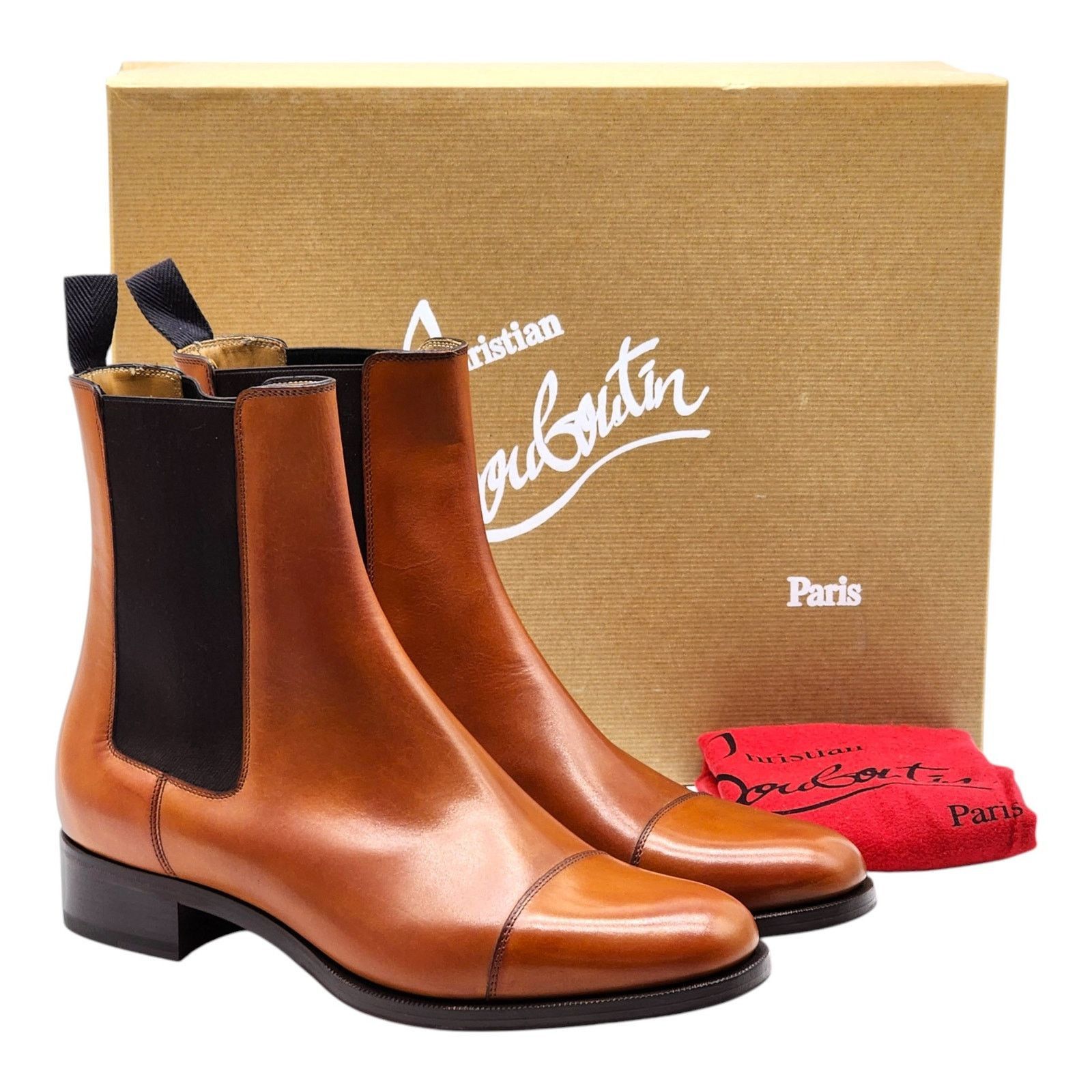 Christian Louboutin Antonio Chelsea Boots Brown Leather EU 40.5 US 7.5 NWB $1350 Size US 7.5 / EU 40-41 - 2 Thumbnail
