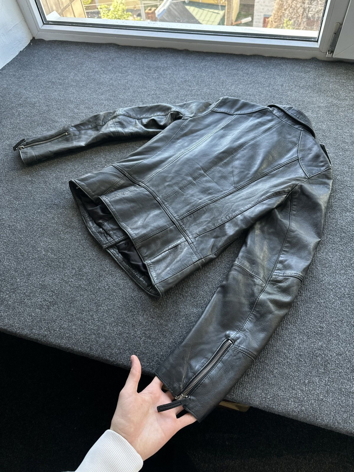 Leather 🚨 LEATHER WOMEN OPIUM MULTIPOCKET JACKET ZIP AVANT GARDE Size S / US 4 / IT 40 - 12 Thumbnail