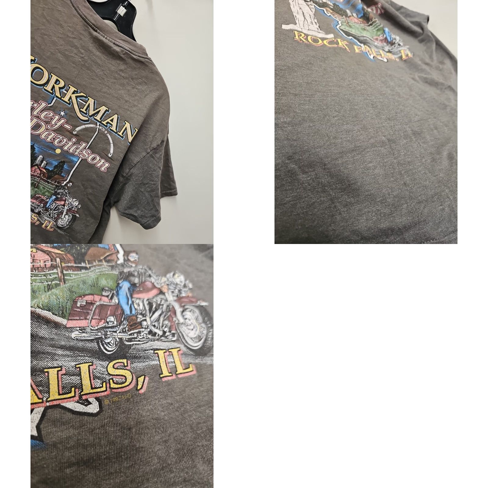 Harley Davidson VINTAGE Harley-Davidson Shirt Mens L Gray Graphic Print 90s Biker Grunge Rock T-Shirt Size US L / EU 52-54 / 3 - 8 Thumbnail