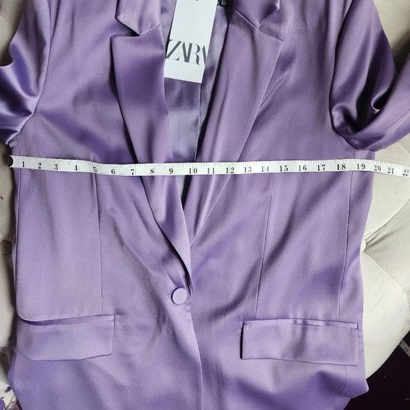 Zara Zara set blazer satin effect flare pants lilac BNWT Size M / US 6-8 / IT 42-44 - 2 Thumbnail