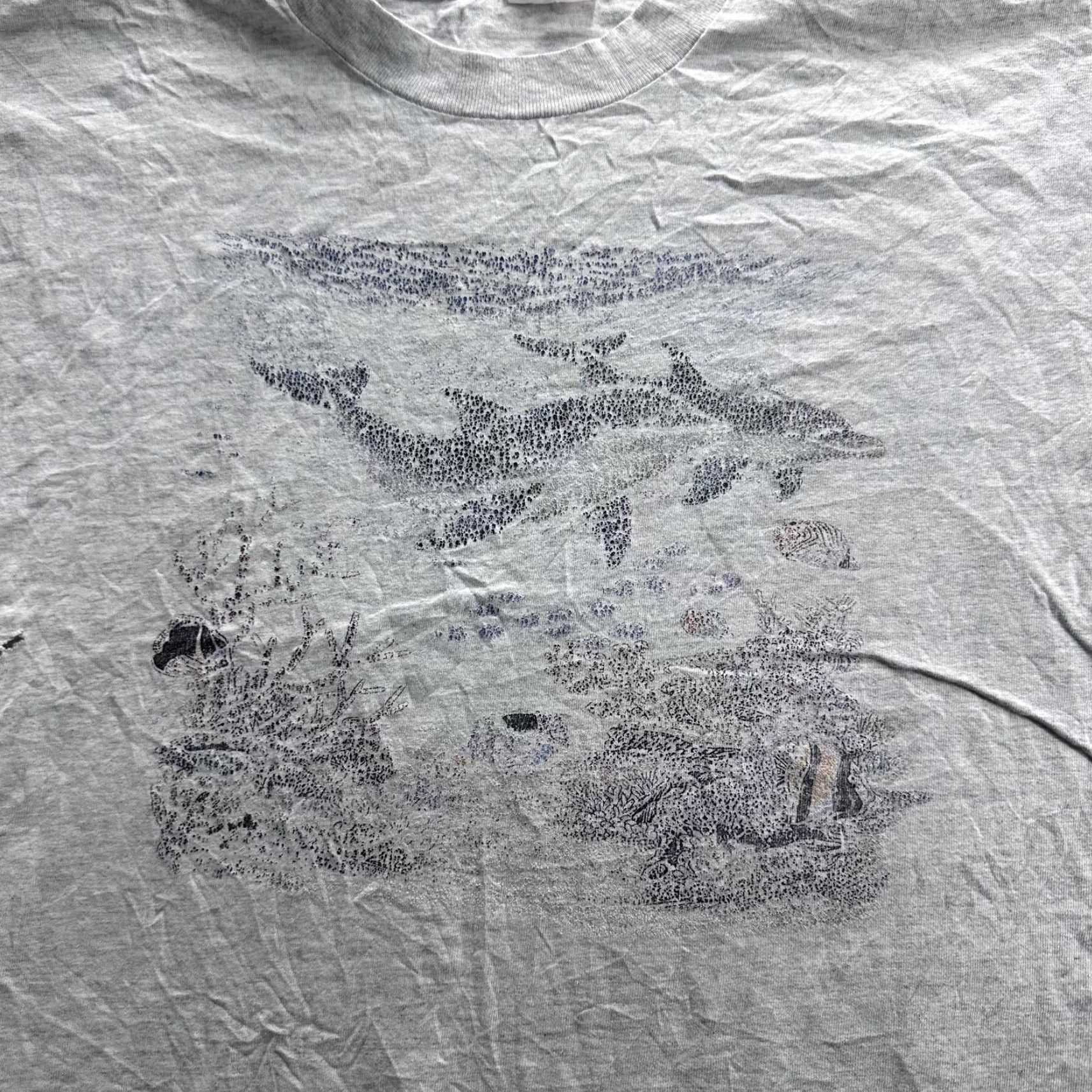 Vintage VINTAGE Co Max Ocean Dolphin Graphic Shirt Mens Medium Gray Adult M Crew Neck Short Sleeve 1990s Sea Life Signs Mens Size US M / EU 48-50 / 2 - 2 Thumbnail