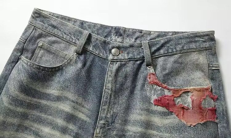 Vintage Patchwork Ripped Wide Leg Jeans Size US 28 / EU 44 - 5 Thumbnail