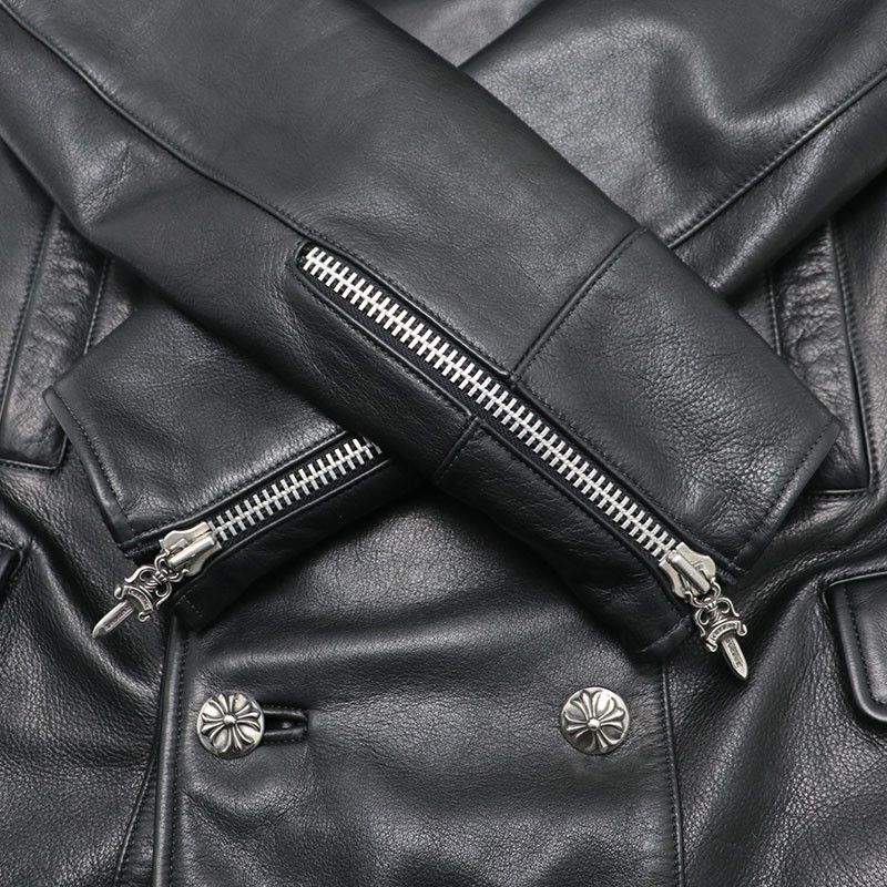 Chrome Hearts Chrome Hearts Leather Pea Coat Size US S / EU 44-46 / 1 - 5 Thumbnail