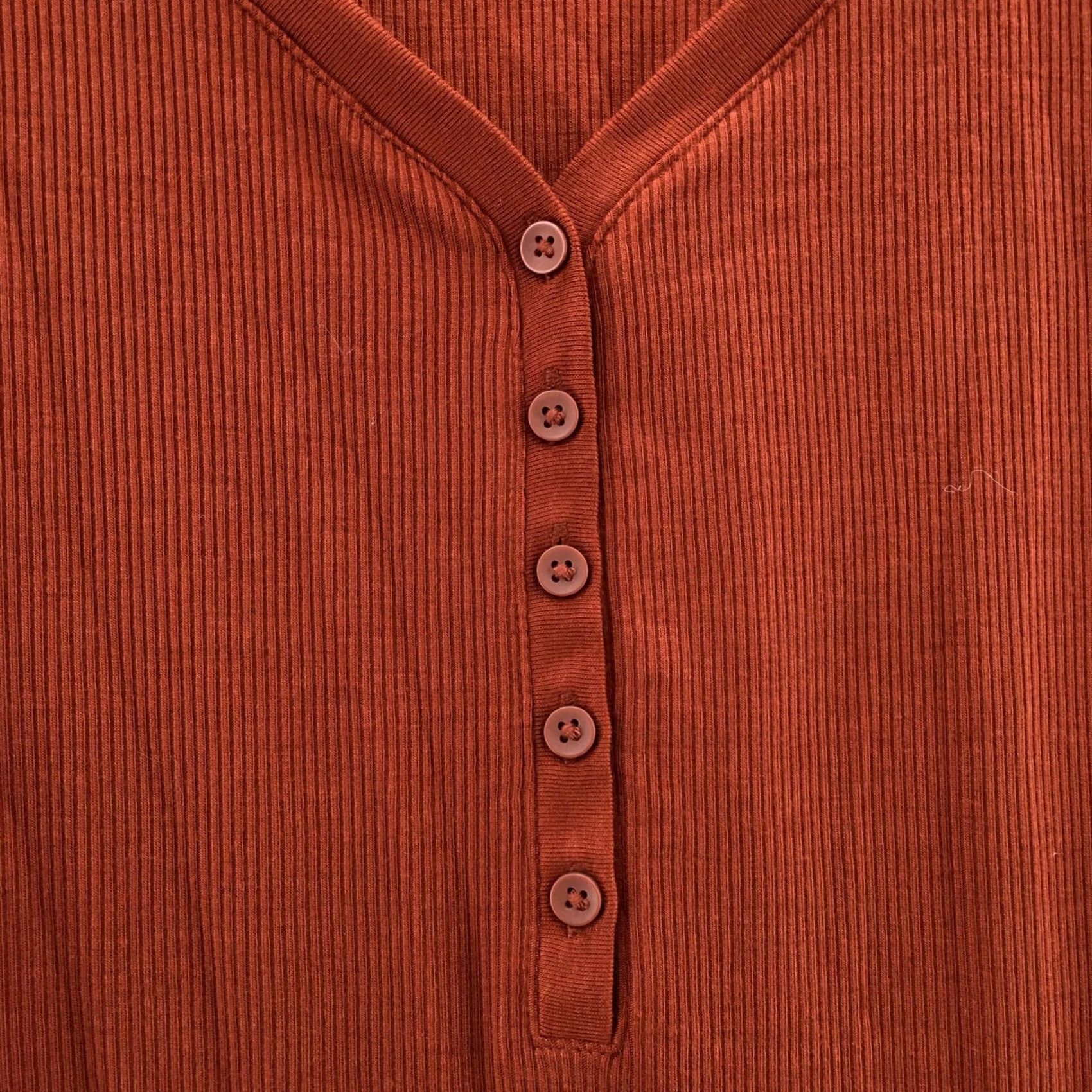 Vintage ANA A New Approach Henley Tunic T-Shirt Womens 3X Autumn Russet Ribbed Knit NEW Size XXL / US 16-18 / IT 52-54 - 5 Thumbnail