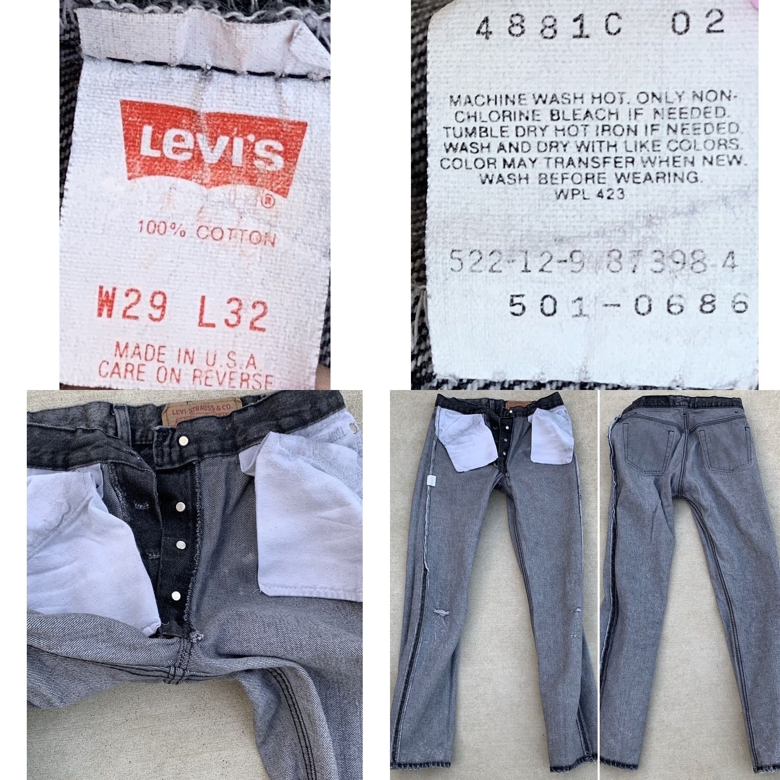 Levi's Vintage Levi's 501 Jeans Button Fly Faded Black Size 29 Regular Men Jeans 5-Pocket Distressed Inseam 31.75in Cotton Denim USA Made Rise 10-12in Size US 29 - 10 Thumbnail