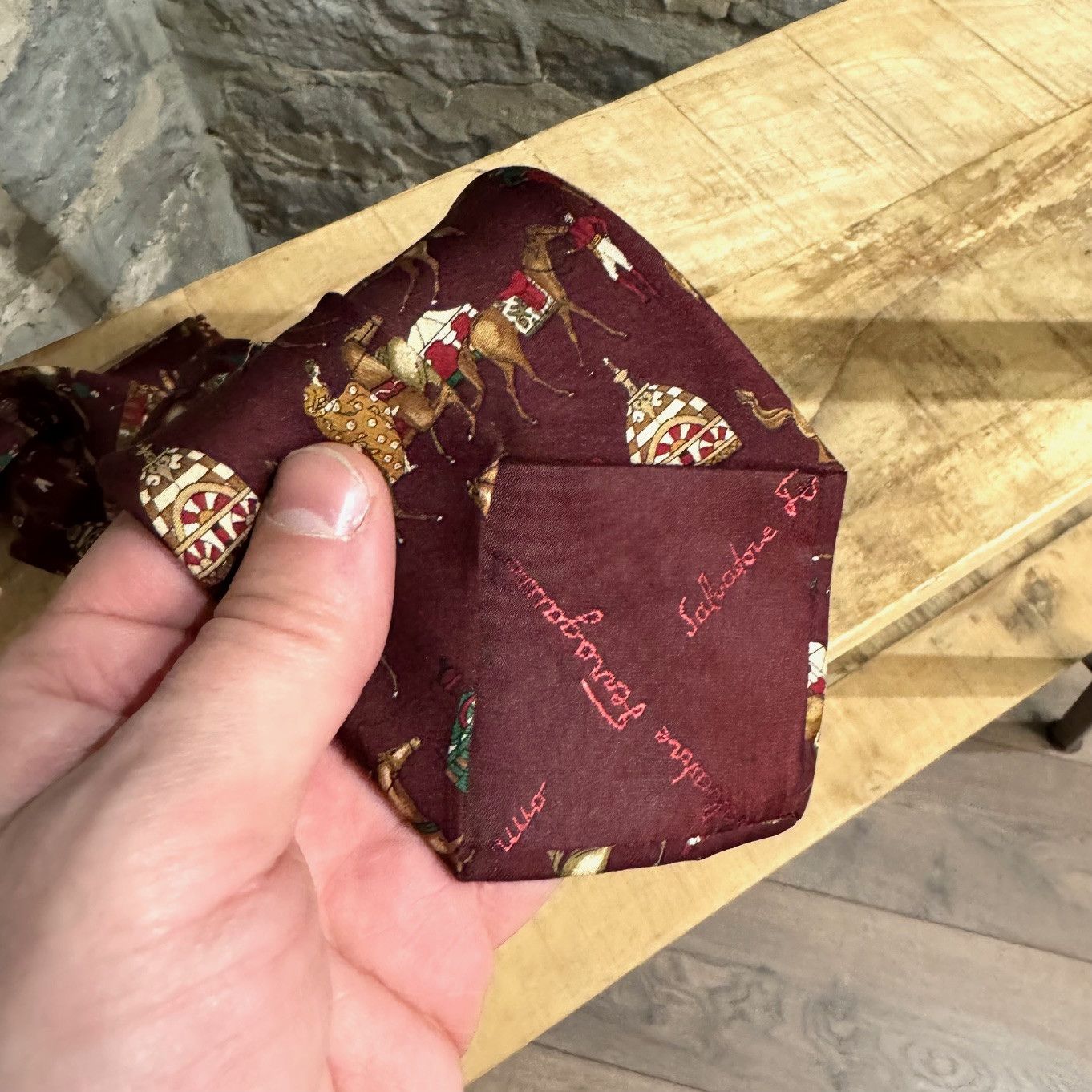 Salvatore Ferragamo Salvatore Ferragamo Burgundy Red Horseback Riding Silk Tie Size ONE SIZE - 5 Thumbnail