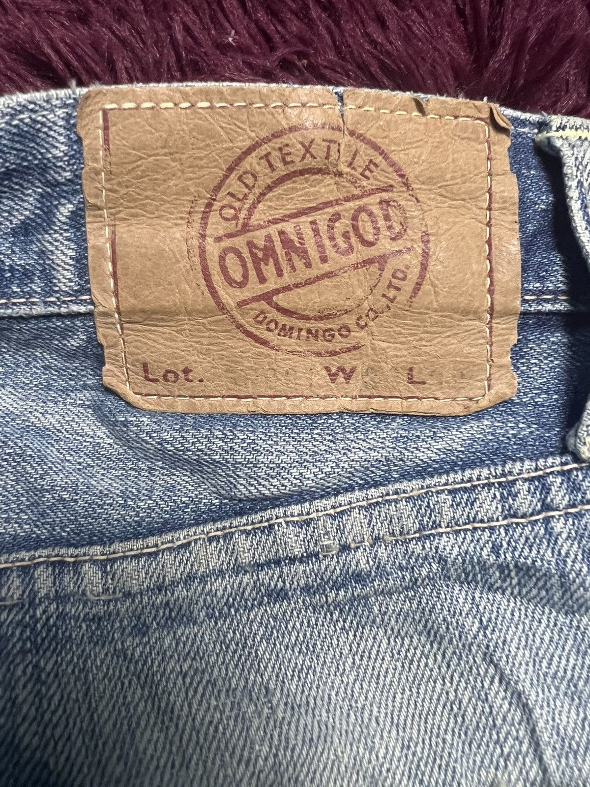 OMNIGOD VTG OMNIGOD Japan Distressed Thrashed Selvage Denim Jean(47) Size US 33 - 14 Thumbnail
