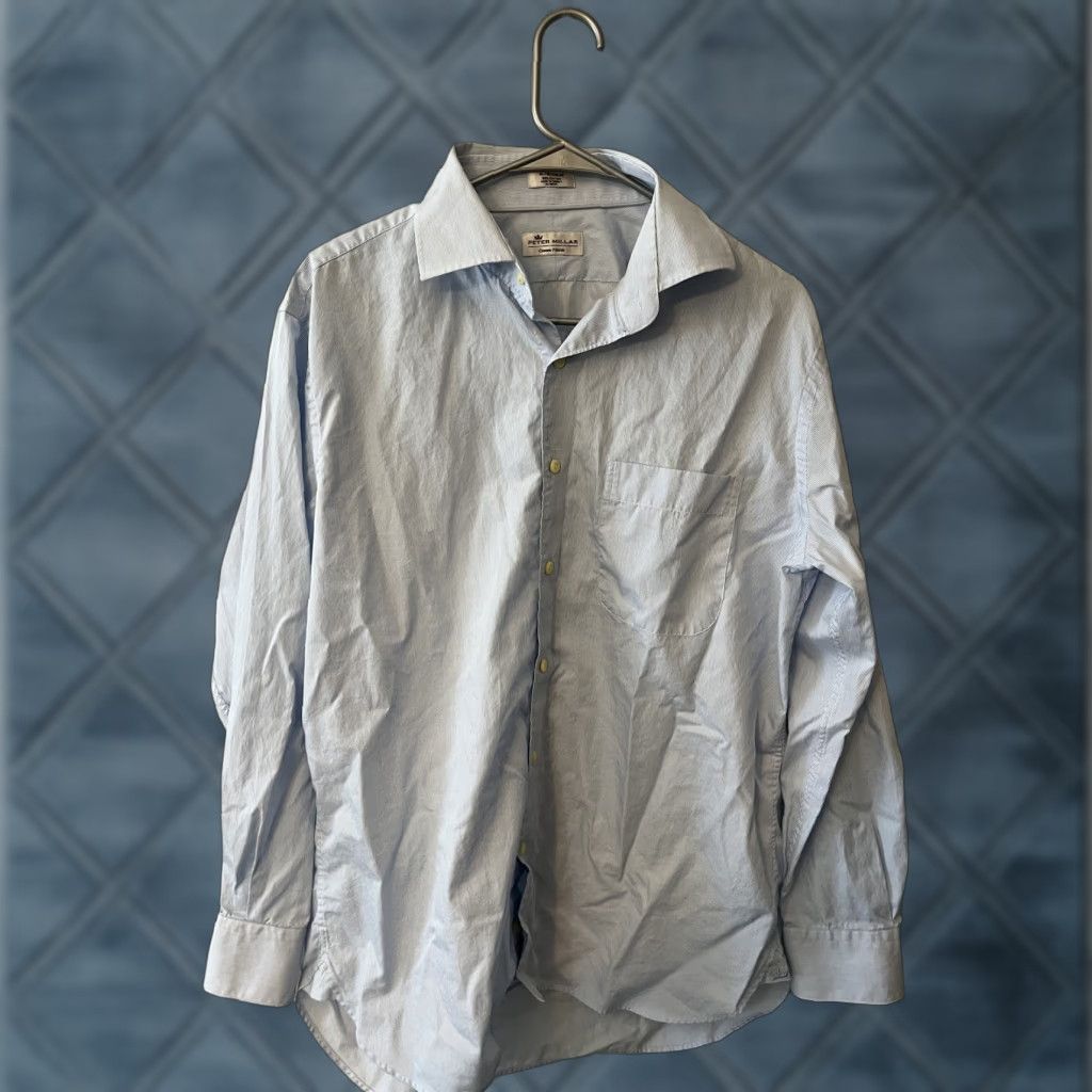 Peter Millar Peter Millar Crown Finish Shirt Mens Large Blue Long Sleeve Cotton Button Down Size US L / EU 52-54 / 3 - 1 Thumbnail
