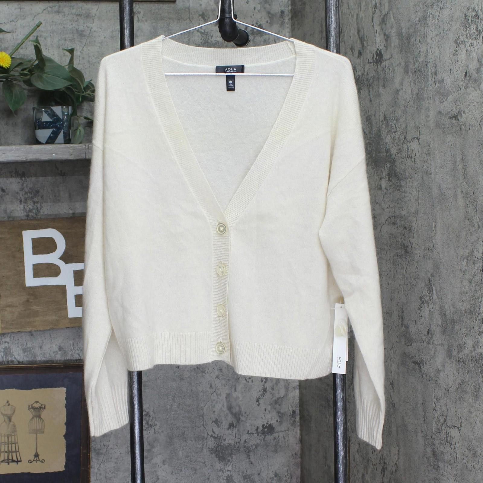Nwt Aqua V-neck Cardigan Sweater V10337 Ash Off White L