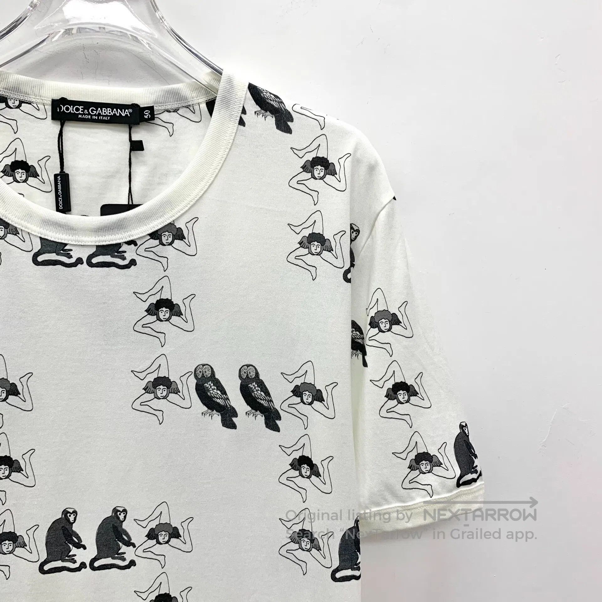 Dolce & Gabbana Dolce Gabbana White Pattern Printed Cotton Round Neck Shor Size US L / EU 52-54 / 3 - 3 Thumbnail