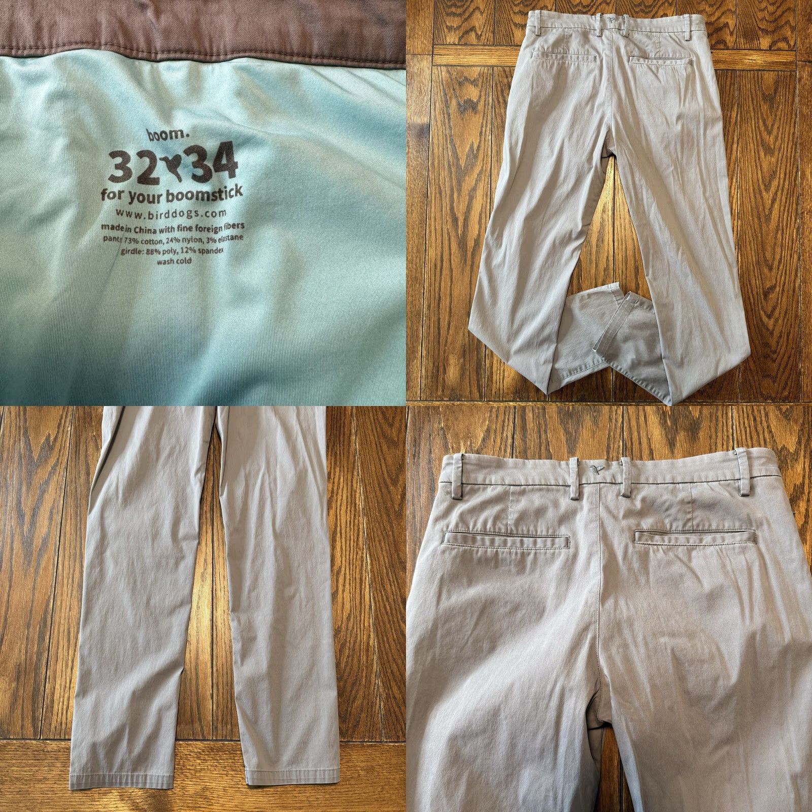 Vintage Birddogs Stretch Performance Chino Pants Mens 32x34 Gray Liner City Preppy Regular Straight Size US 32 / EU 48 - 8 Thumbnail