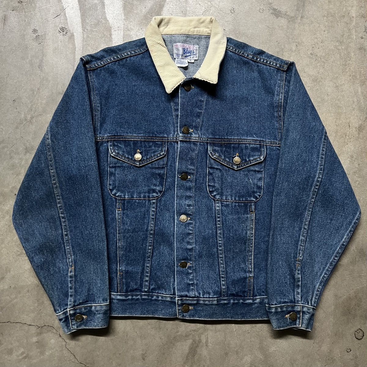 Levi's × Polo Ralph Lauren × Vintage Vintage 90’s Weathered Blues Corduroy Collar Denim Jacket Size US L / EU 52-54 / 3 - 3 Thumbnail