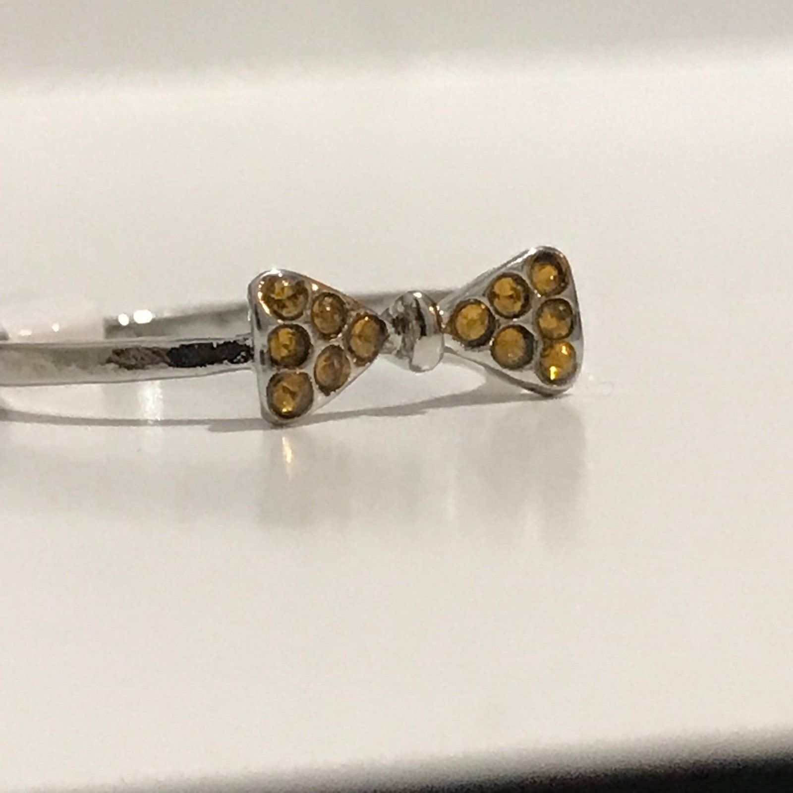 The Unbranded Brand Bow Tie Shape Gold Color Rhinestones Ring Size 10 Size ONE SIZE - 2 Thumbnail