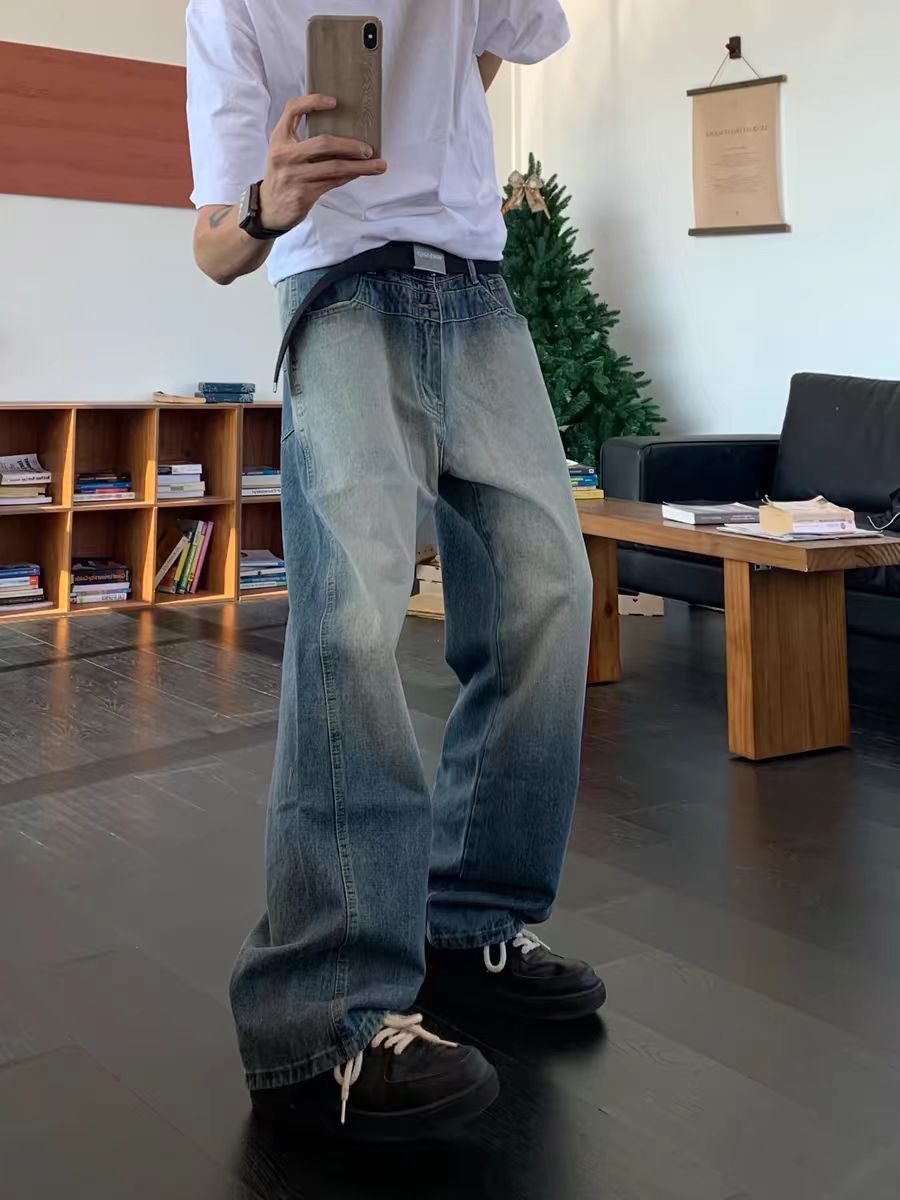 Japanese Brand × Jean baggy washed and distressed straight leg jeans Size US 34 / EU 50 - 1 Thumbnail