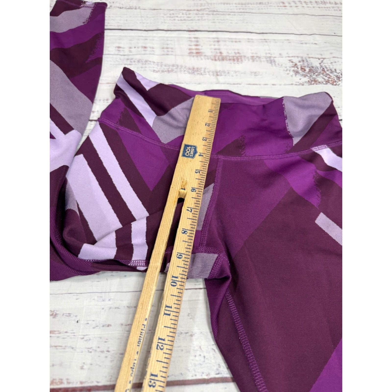 Brooks Brooks Cropped Leggings Womens XS Purple Print Running & Jogging Activewear Slim Fit Pull On Size 26" / US 2 / IT 38 - 4 Thumbnail