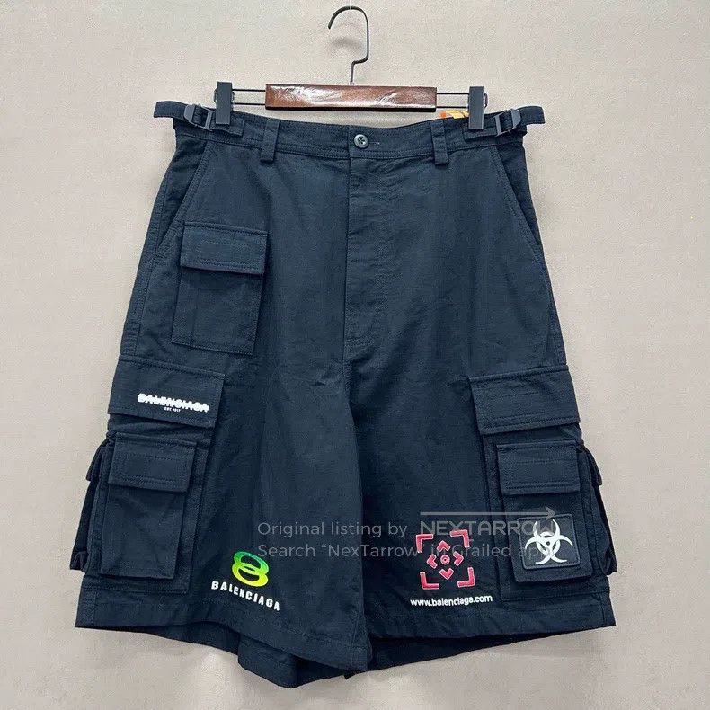 Balenciaga Balenciaga Black Cargo Multi-Pocket Work Shorts Size US 28 / EU 44 - 1 Thumbnail