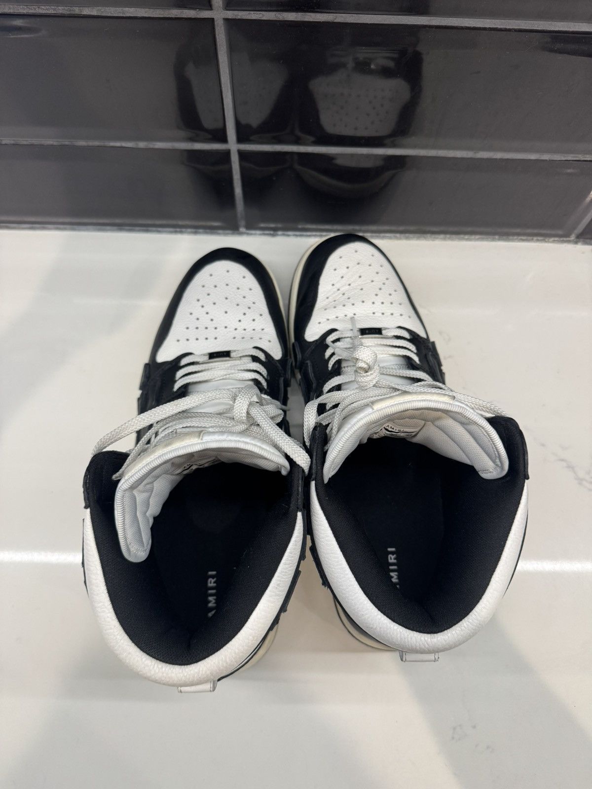 Amiri AMIRI Skel Top High Sneakers Black/White – Size 14 Size US 14 / EU 47 - 10 Thumbnail