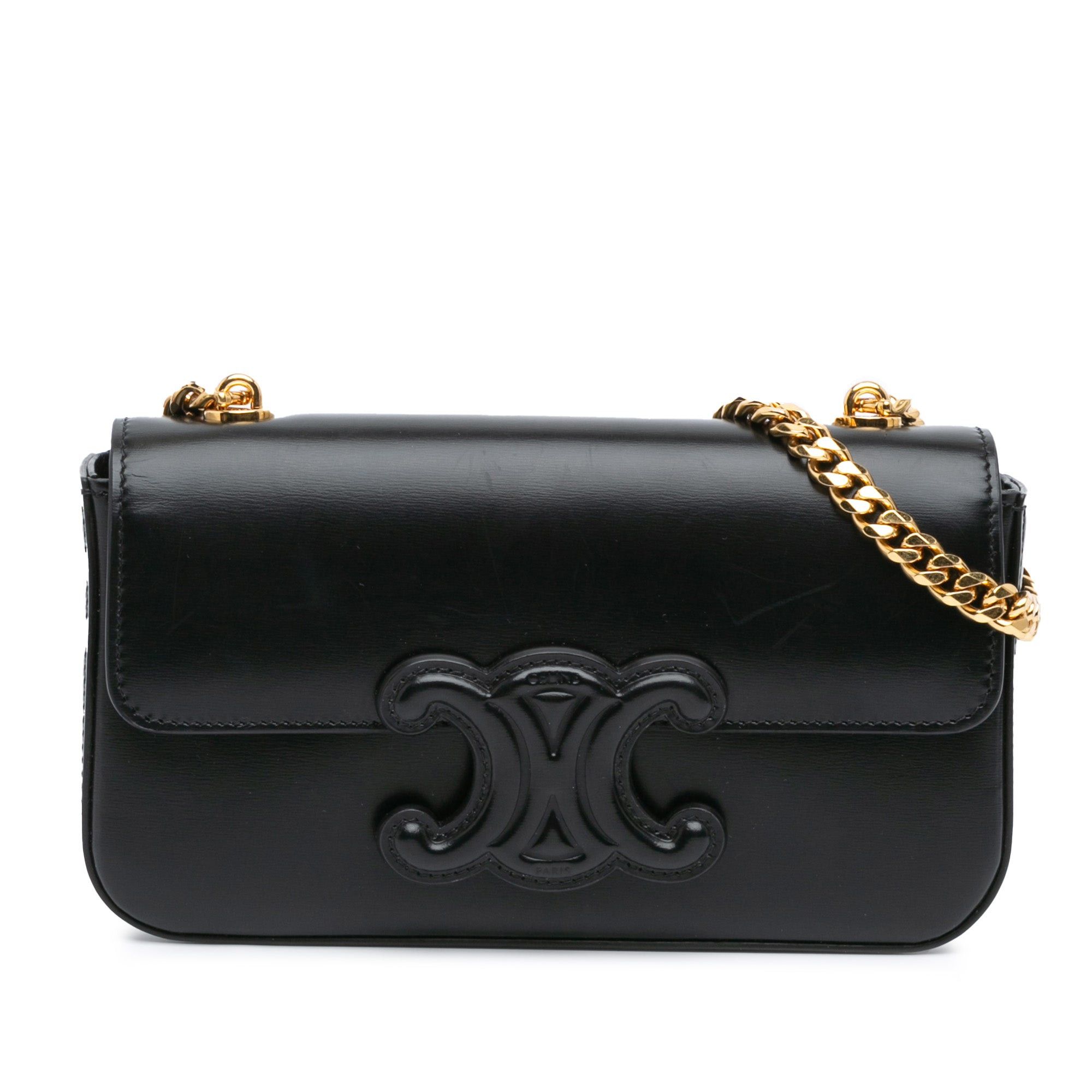Celine Celine Shiny Calfskin Claude Chain Shoulder Bag Black Size ONE SIZE - 1 Thumbnail