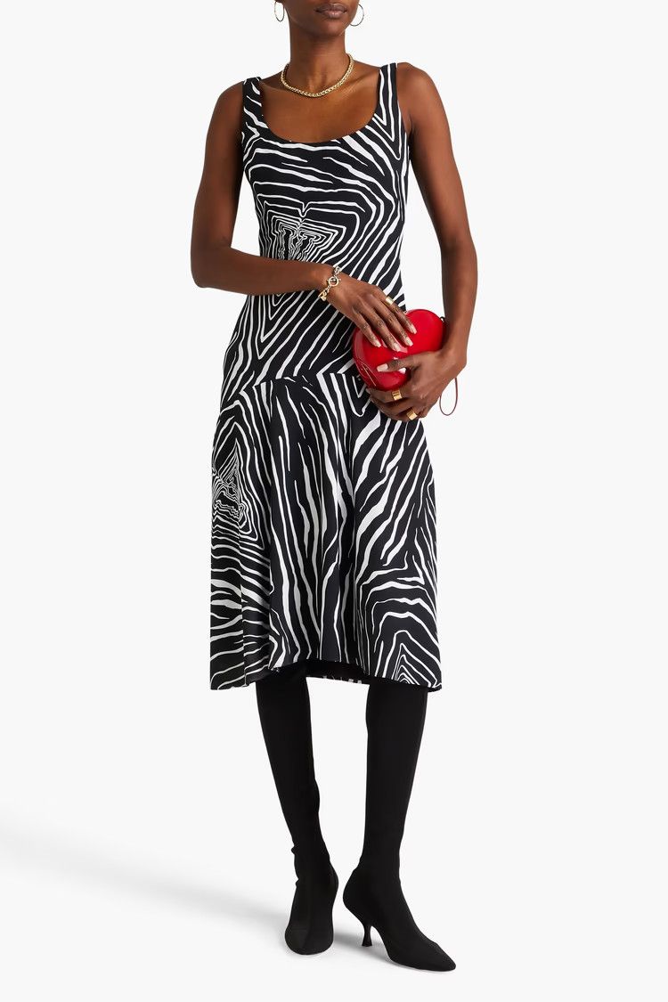 Versace o1y0226 Midi Dress in Black/White Size M / US 6-8 / IT 42-44 - 2 Thumbnail