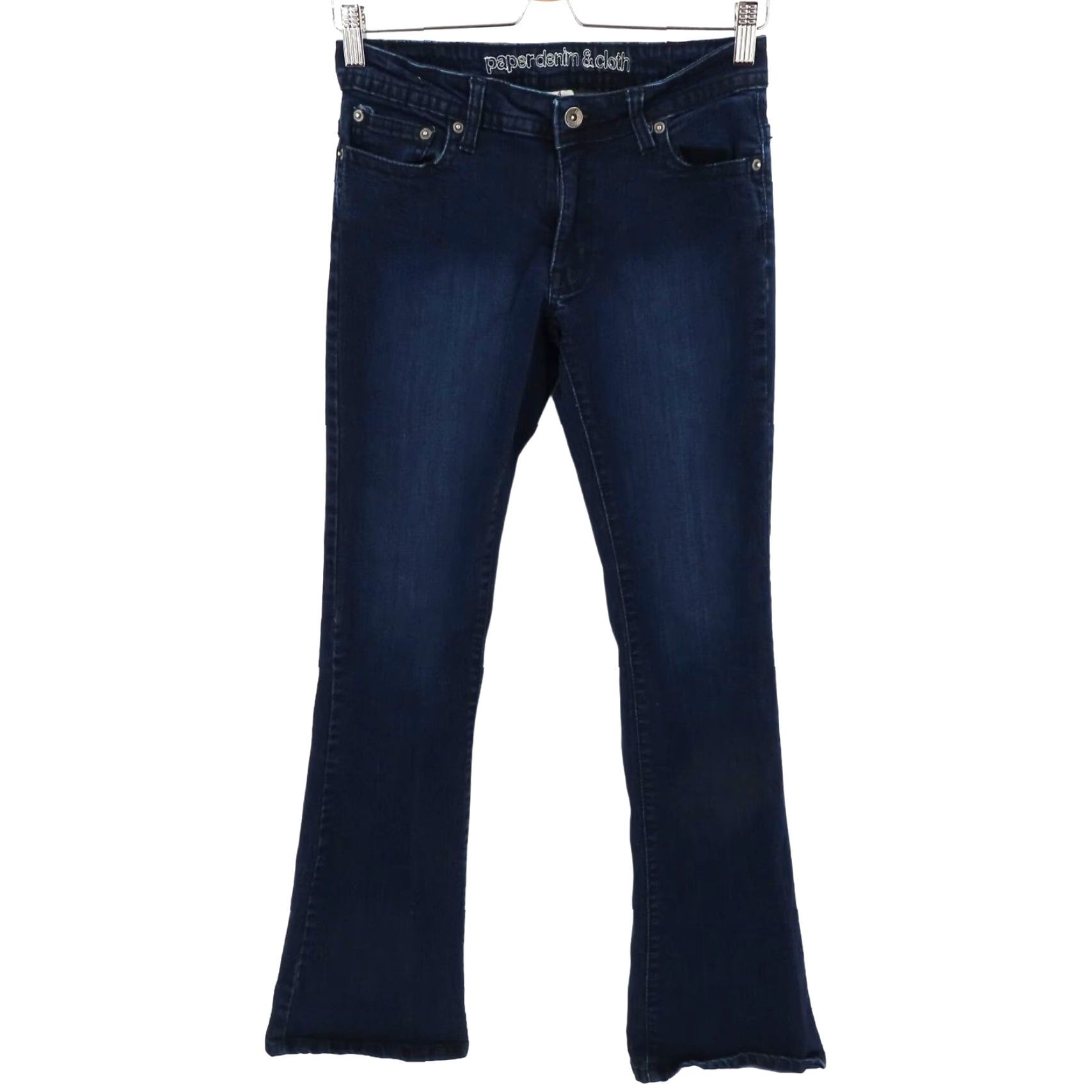 Denime VINTAGE Paper Denim & Cloth Jeans Womens 4/27 Dark Blue Button Flap Pocket Flare Denim Jeans Size 27" / US 4 / IT 40 - 2 Thumbnail