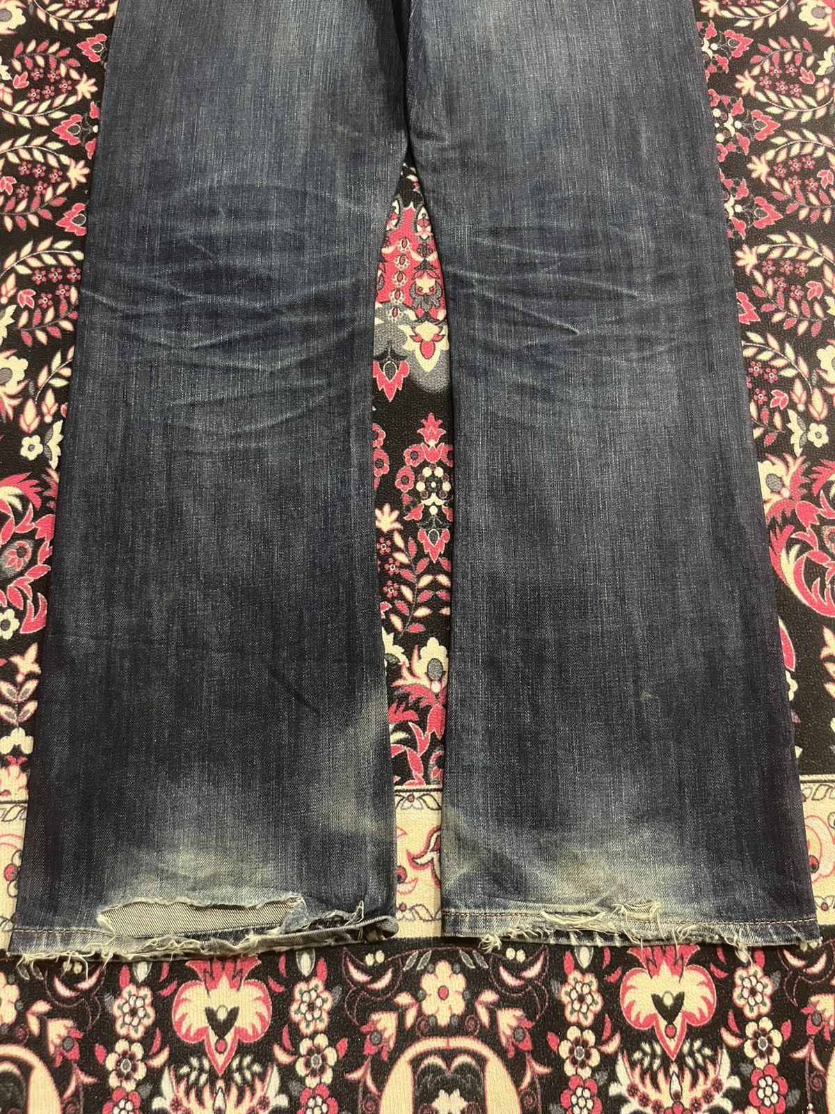 Replay Vintage Replay Dark Blue Faded Washed Buttonfly Flare Jeans Size US 32 / EU 48 - 15 Thumbnail