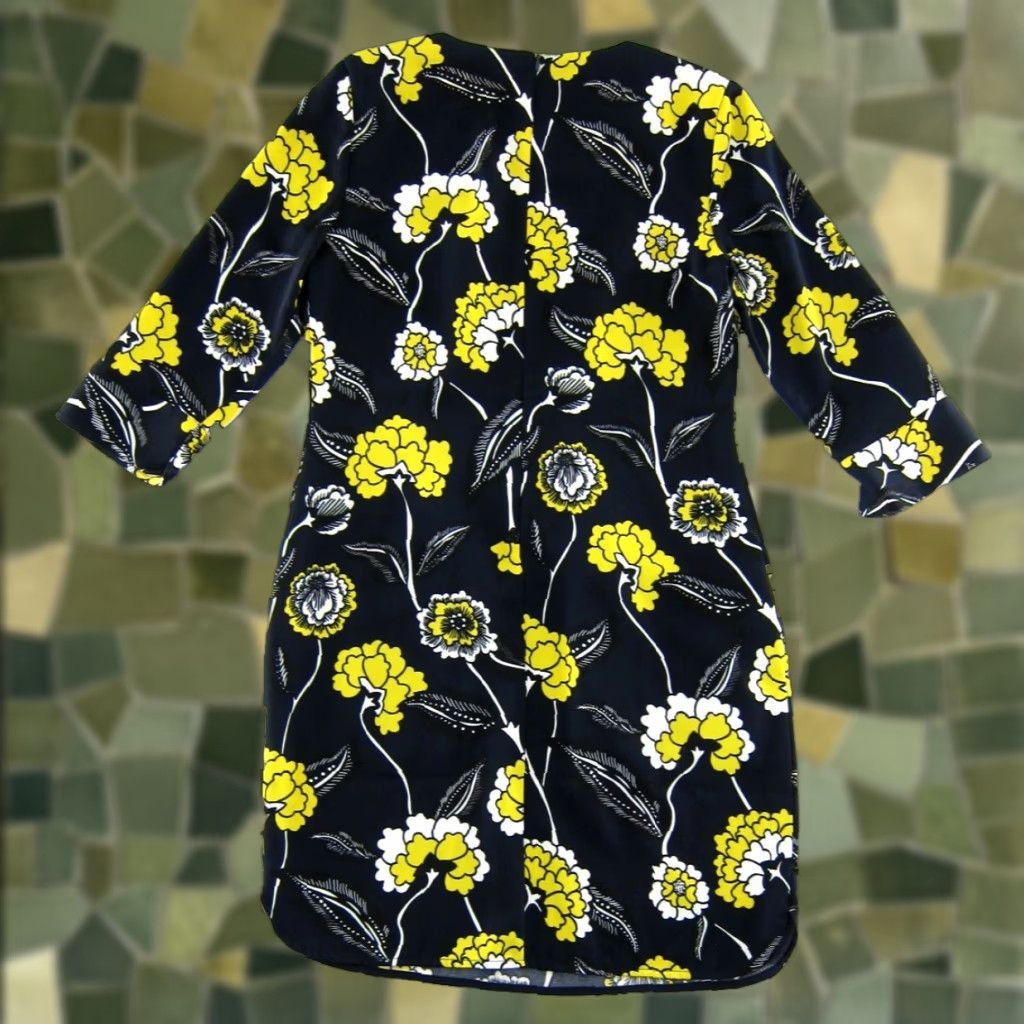 Boden Boden Shirt Dress 3/4 Sleeve Pockets Floral Knee Length Blue White Yellow 6R Size M / US 6-8 / IT 42-44 - 1 Thumbnail