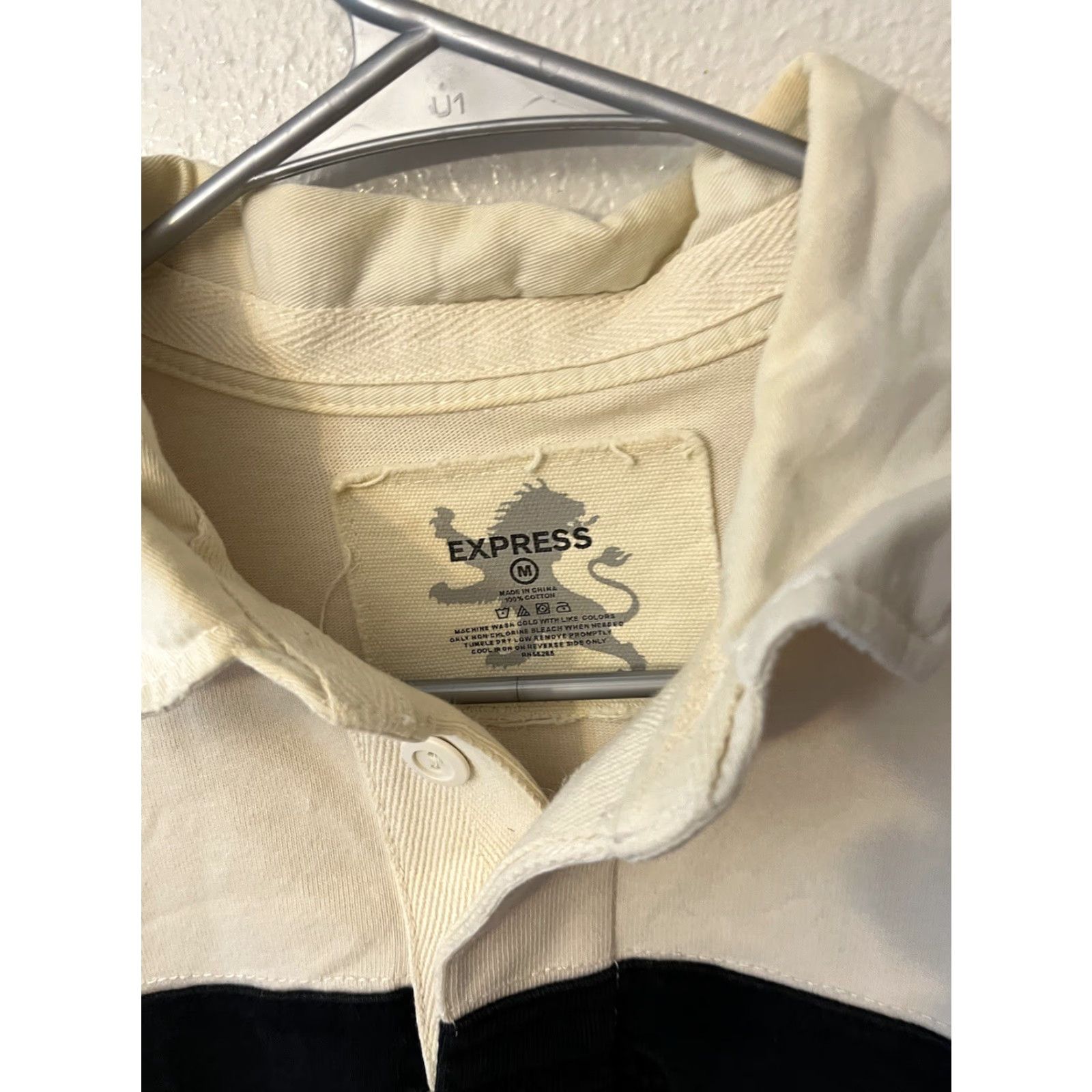 Express VINTAGE Express Rugby Shirt Mens M White Striped 100% Cotton Long Sleeve Collared Knit Heavyweight Embroidered Size US M / EU 48-50 / 2 - 3 Thumbnail