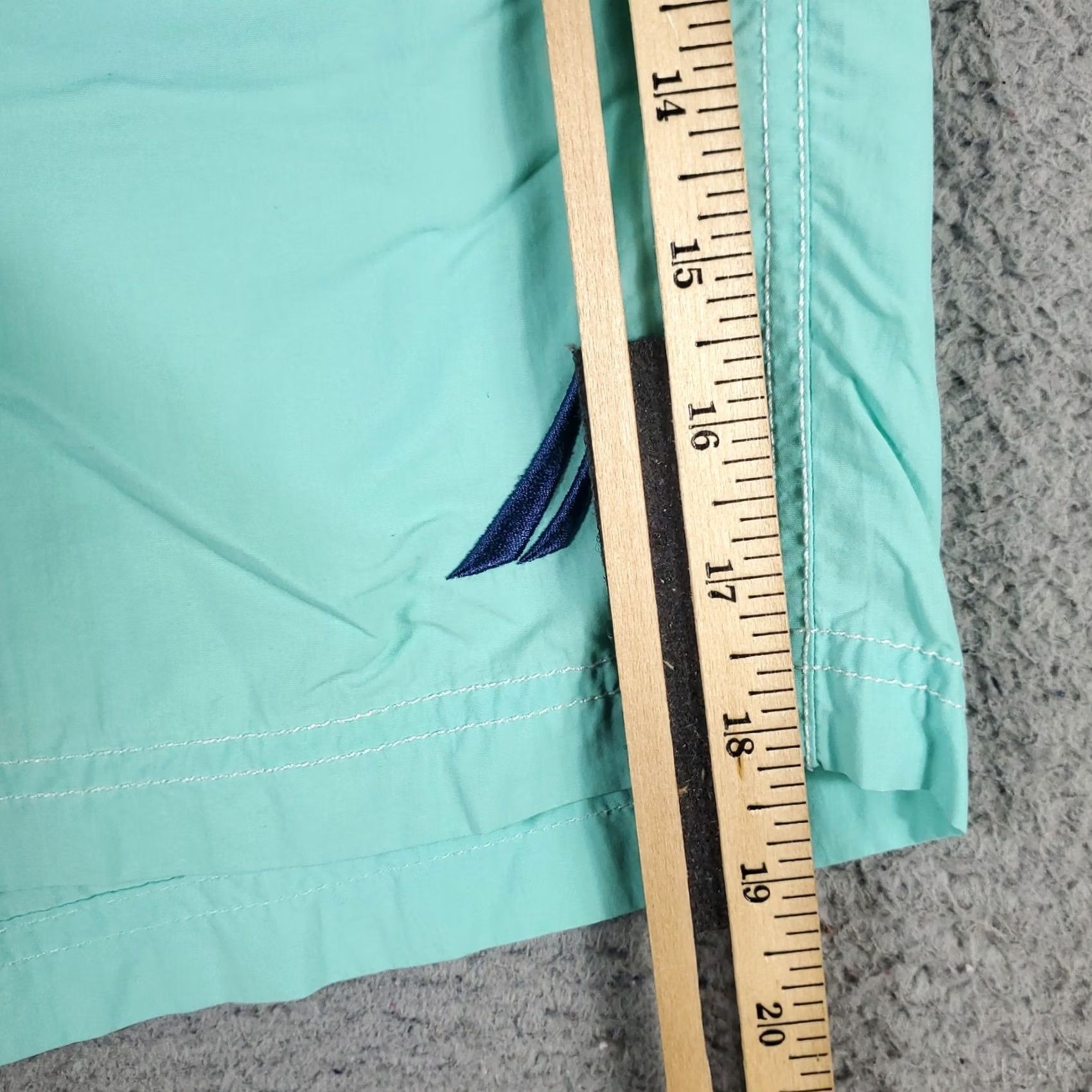 Nautica VINTAGE Nautica Bottom Mens XL Turquoise Beach Surf Trunks Blue Polyester Short Swim Trunks Aloha Hawaiian 80s 90s Mens Size US 36 / EU 52 - 3 Thumbnail