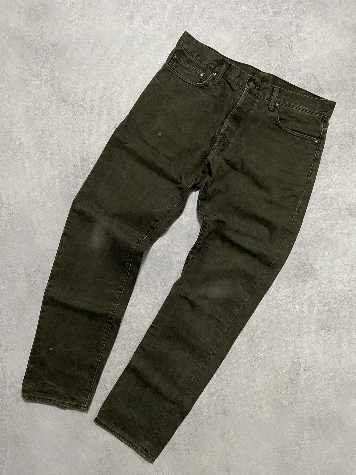 Carhartt × Vintage Vintage Denim Pants Carhartt Khaki Leather Patch Workwear Size US 34 / EU 50 - 2 Thumbnail