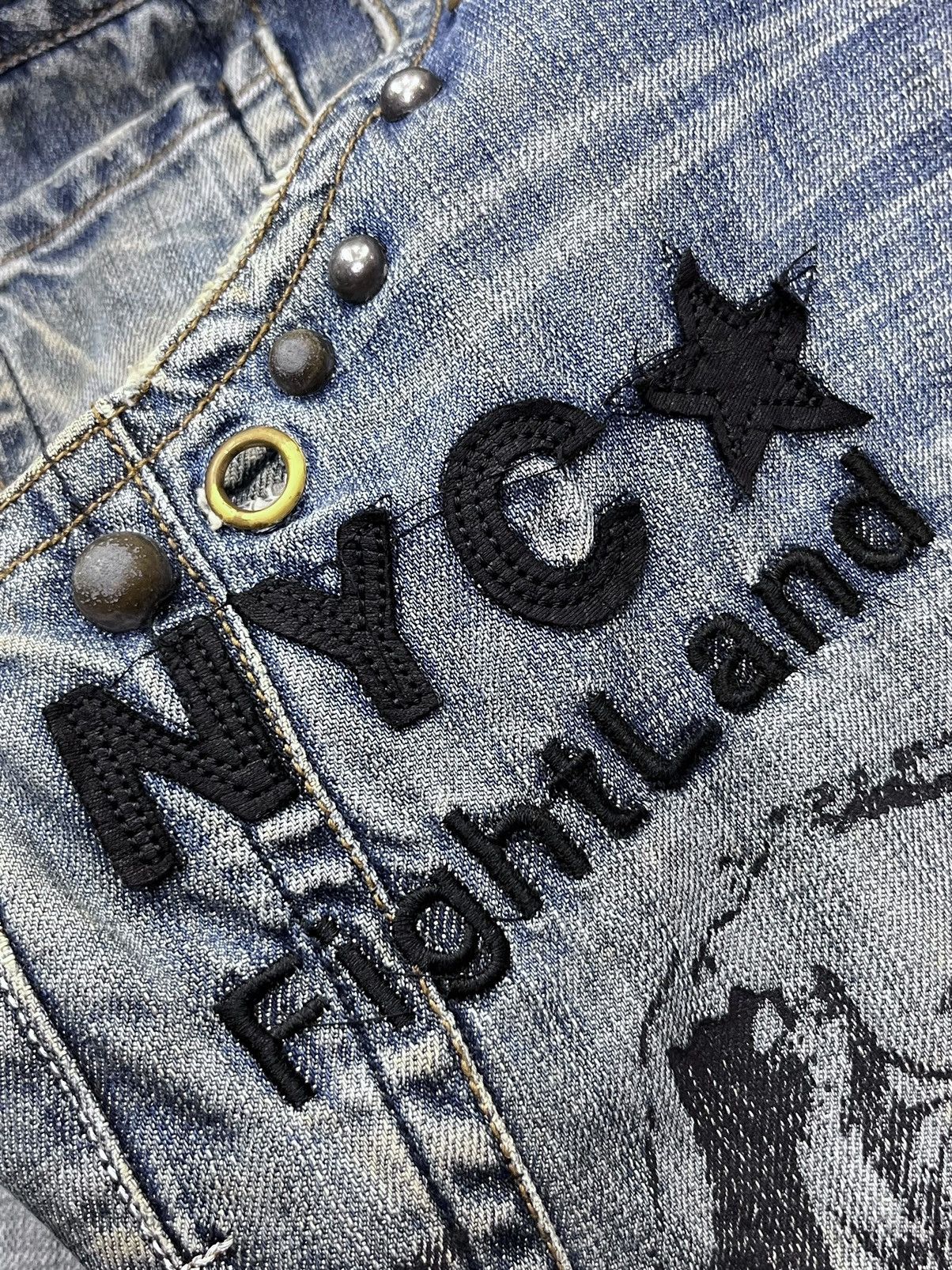 Everlast 🔥Vintage EVERLAST NEW YORK CITY FIGHTLAND Distressed Denim Size US 34 / EU 50 - 2 Thumbnail
