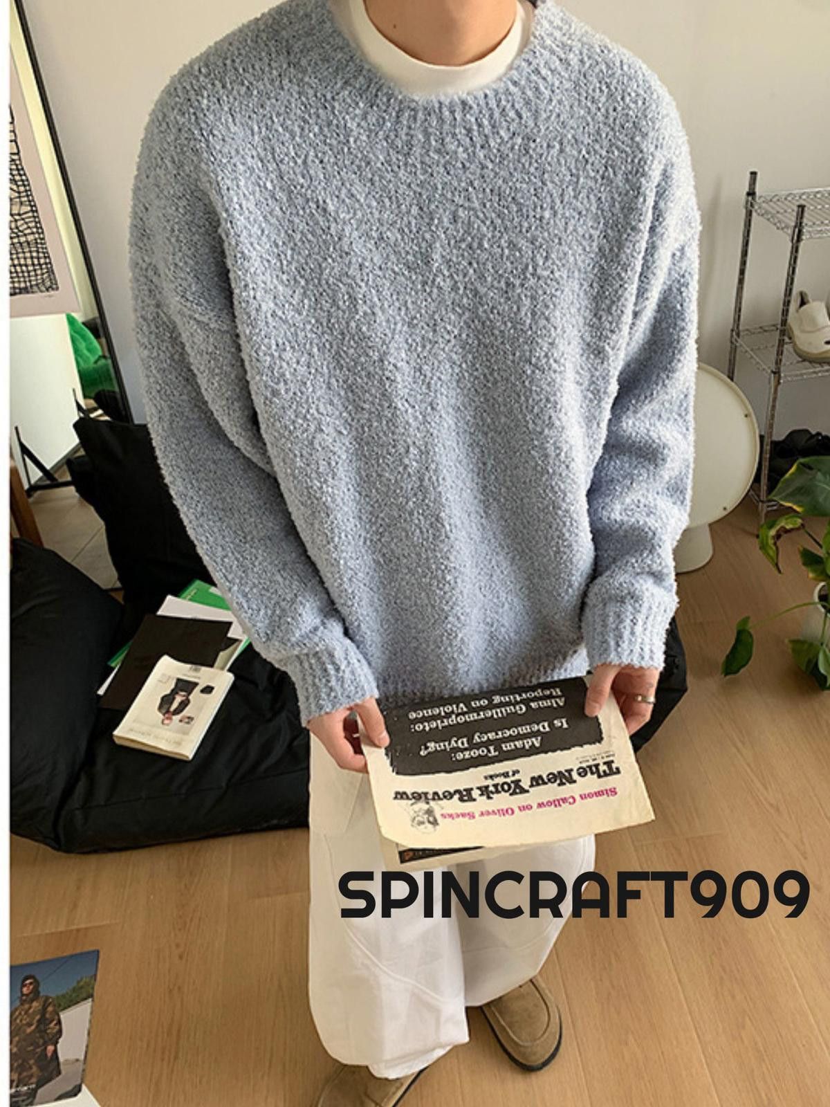 Vintage Blue Knit Sweater Size US L / EU 52-54 / 3 - 1 Thumbnail