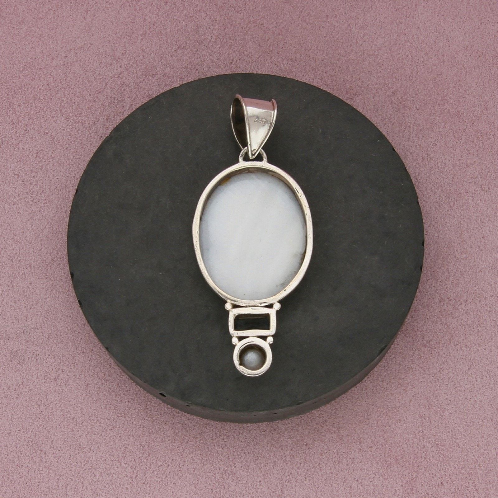 Sterling Silver sterling silver topaz & carved mother of pearl pendant Size ONE SIZE - 2 Thumbnail