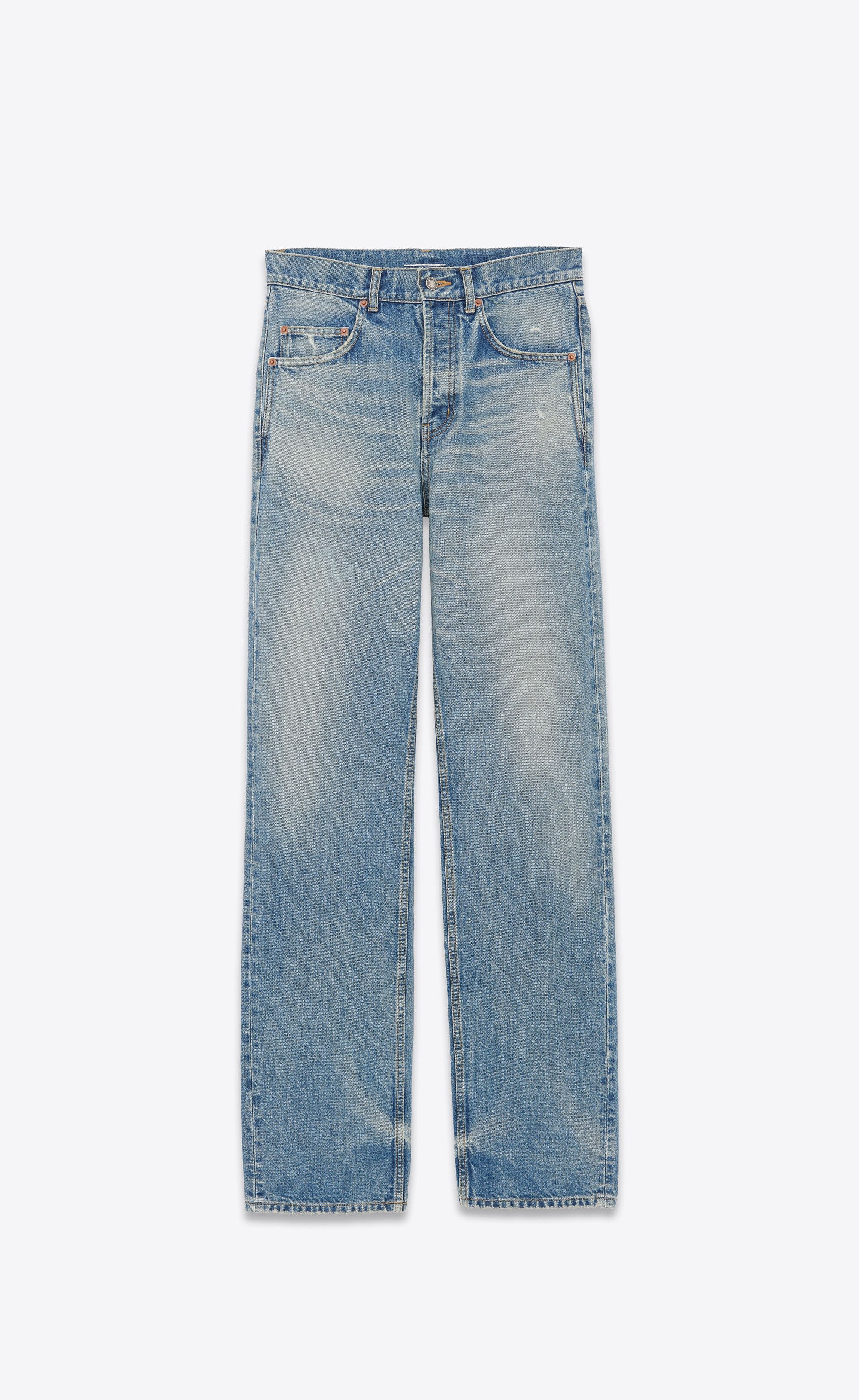 Saint Laurent Paris o1s1wg110325 775736 Long Baggy Jeans in Denim Blue Size US 32 / EU 48 - 1 Thumbnail