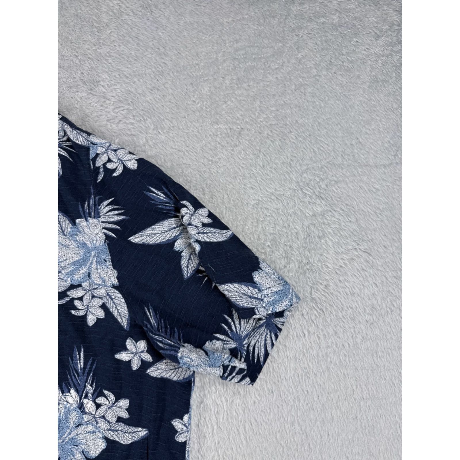 George George Shirt Mens 3XL Floral Hawaiian Button-Up Blue White Cotton Palm Hibiscus Short Sleeve Casual Wear Mens Size US XXL / EU 58 / 5 - 2 Thumbnail